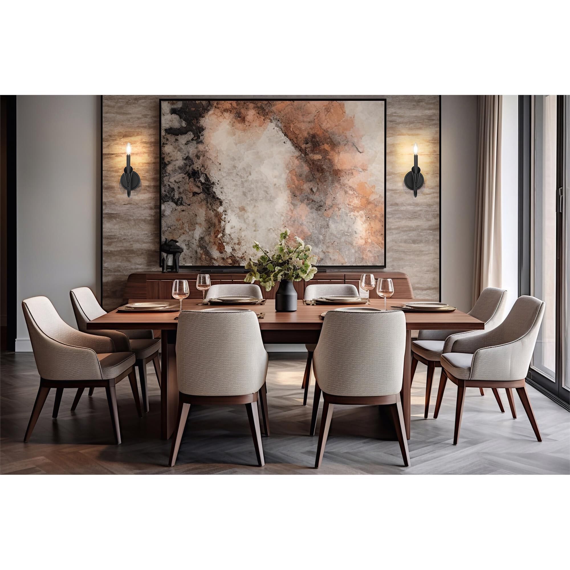 Shown in Matte Black finish and White glass and White shade