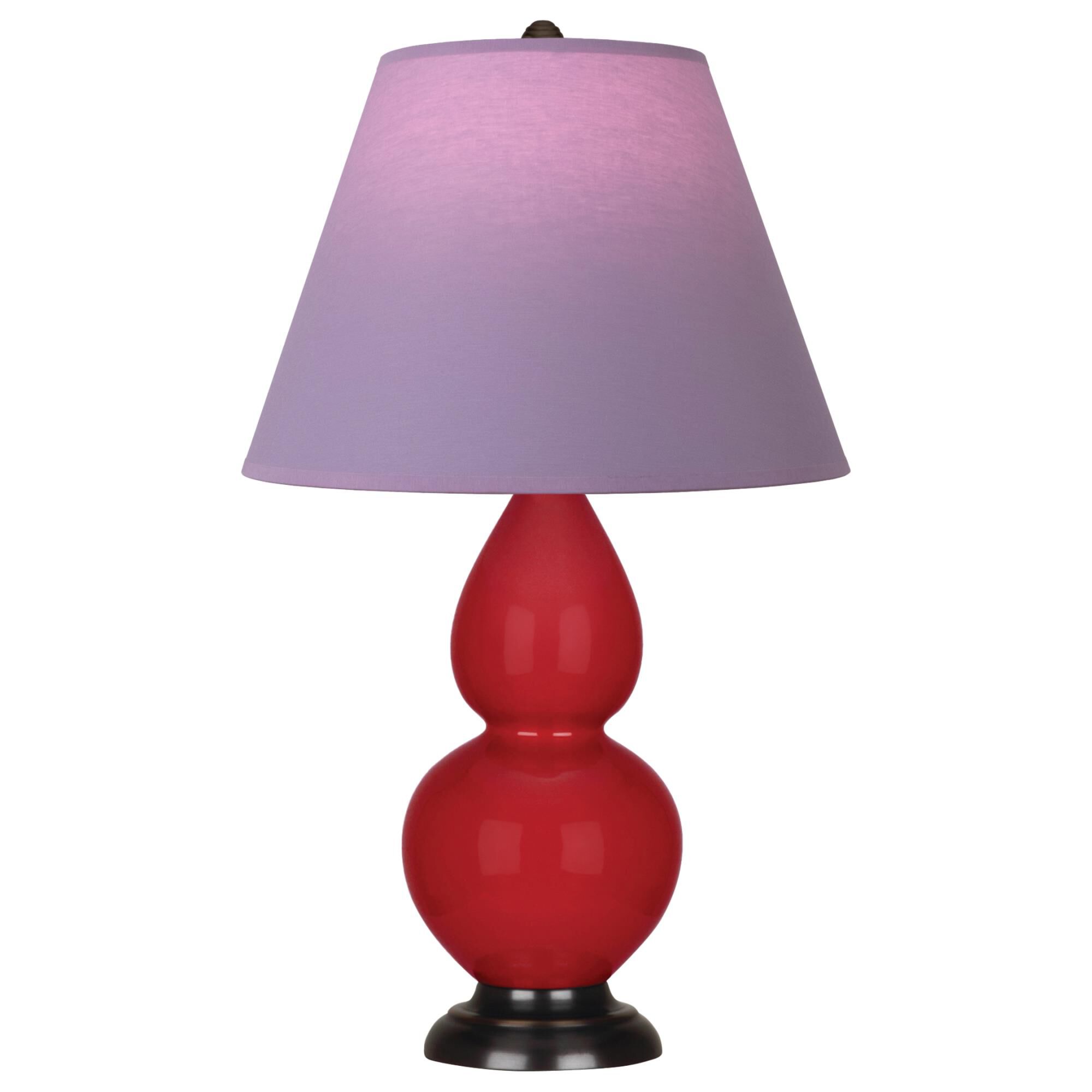 Shown in Ruby Red finish and Lavender and Plum shade and Deep Patina Bronze accent