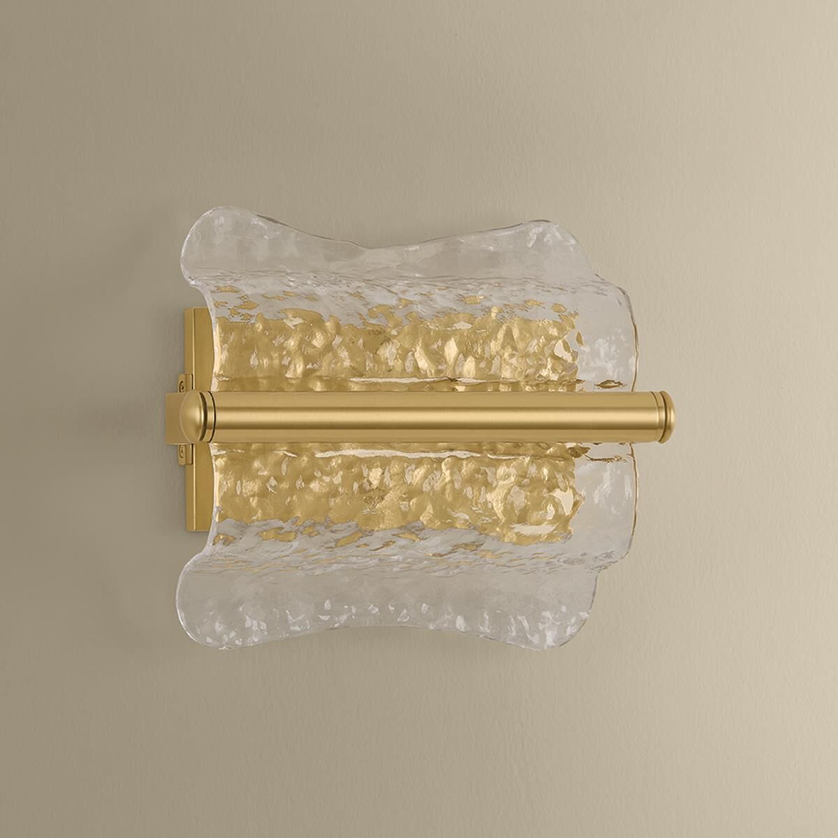 Shown in Aged Brass finish and Clear Optic glass