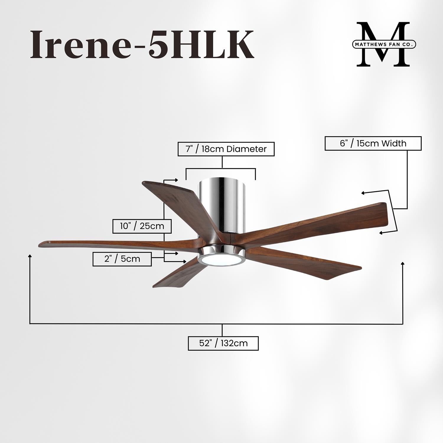 Irene 52 Inch Flush Mount Fan with Light Kit by Matthews Fan Company