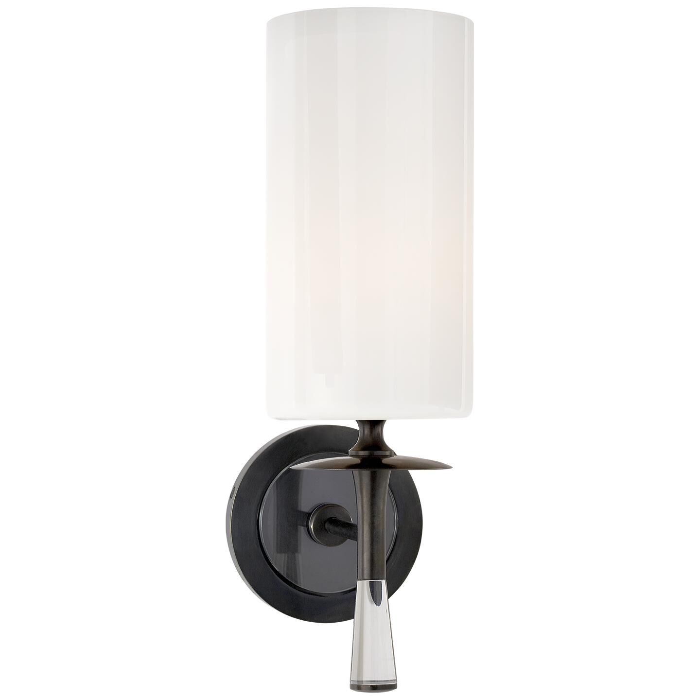 Shown in Bronze With Crystal finish and White Glass shade