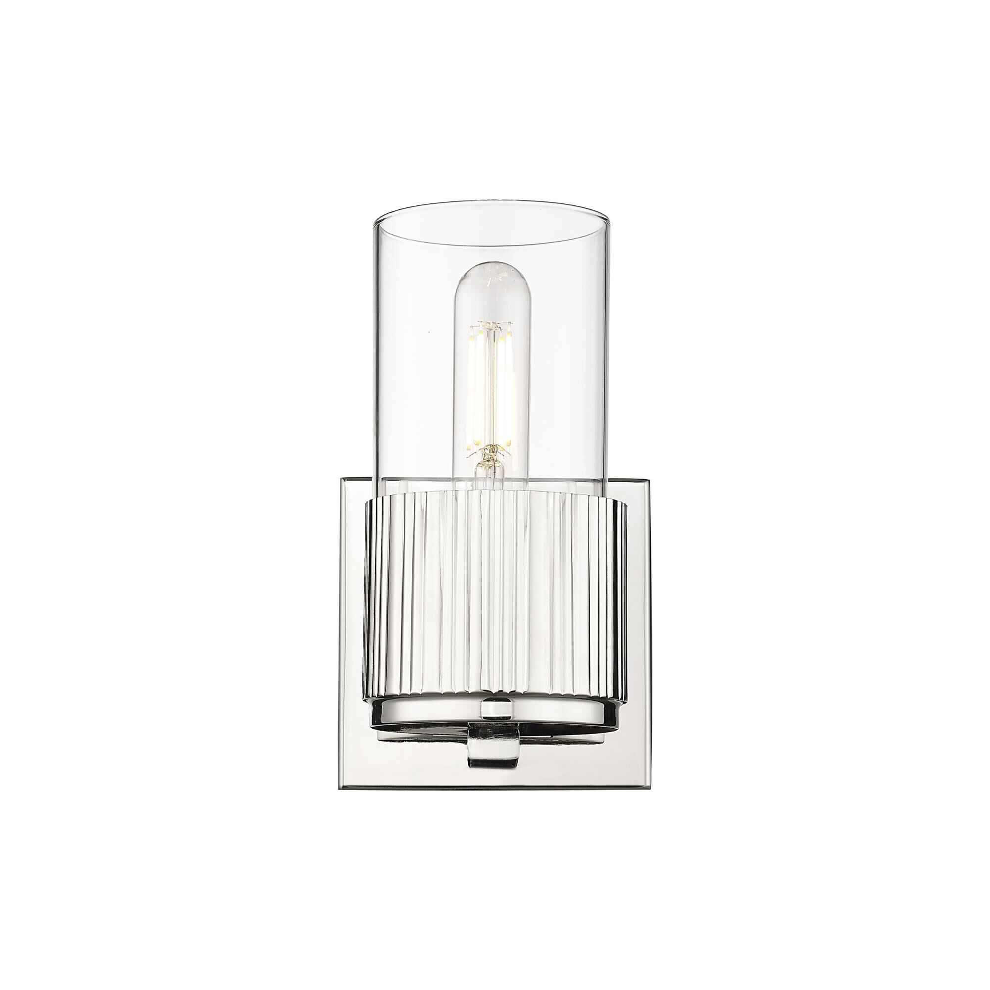 Shown in Polished Nickel finish and Clear glass