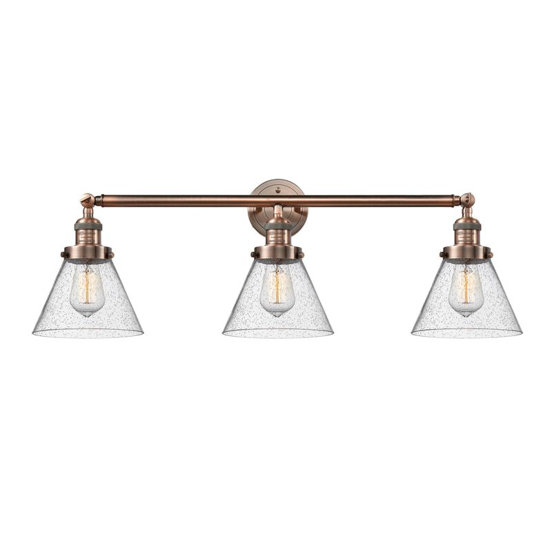 Bruno Marashlian Large Cone 32 Inch 3 Light Bath Vanity Light by Innovations Lighting