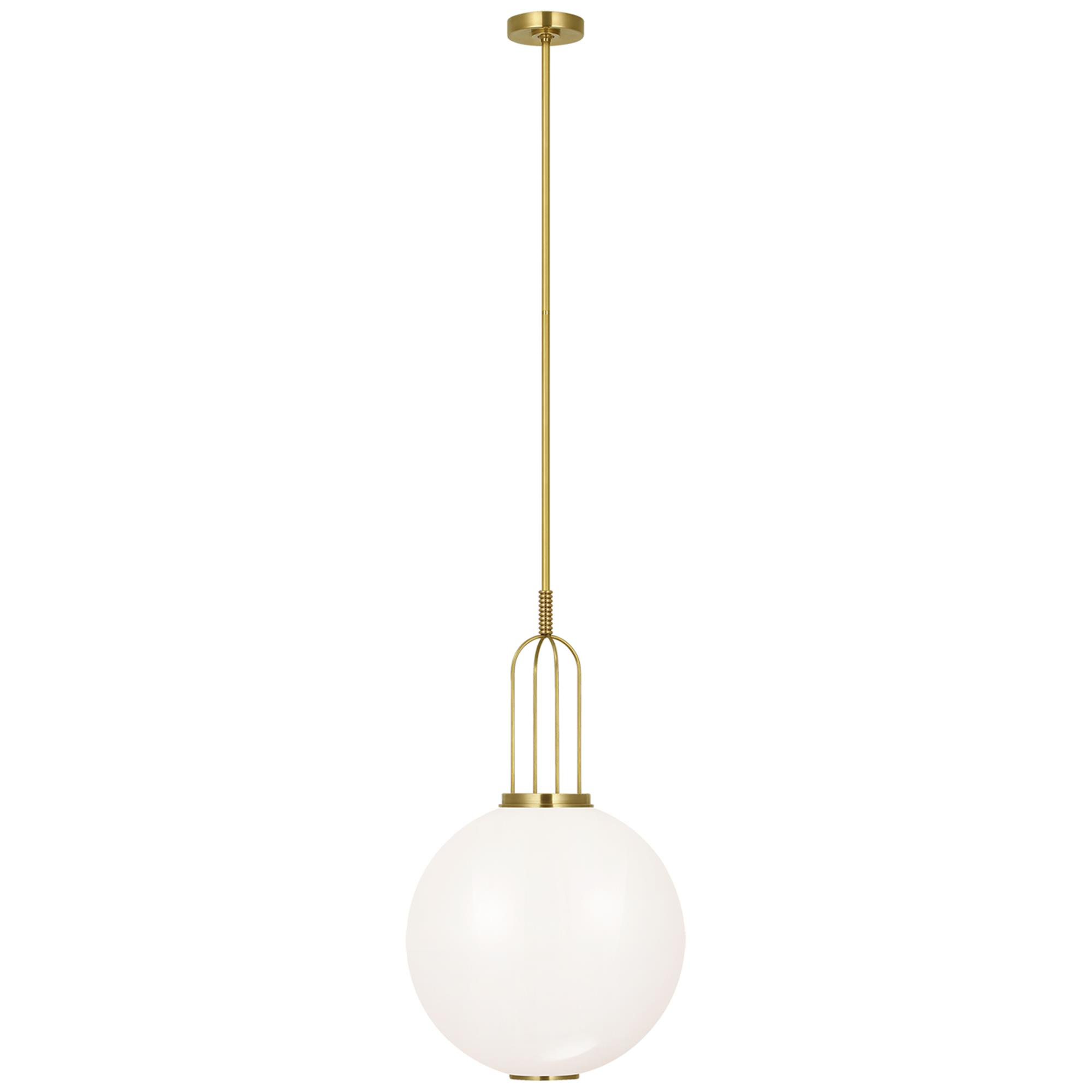 Shown in Soft Brass finish and White glass