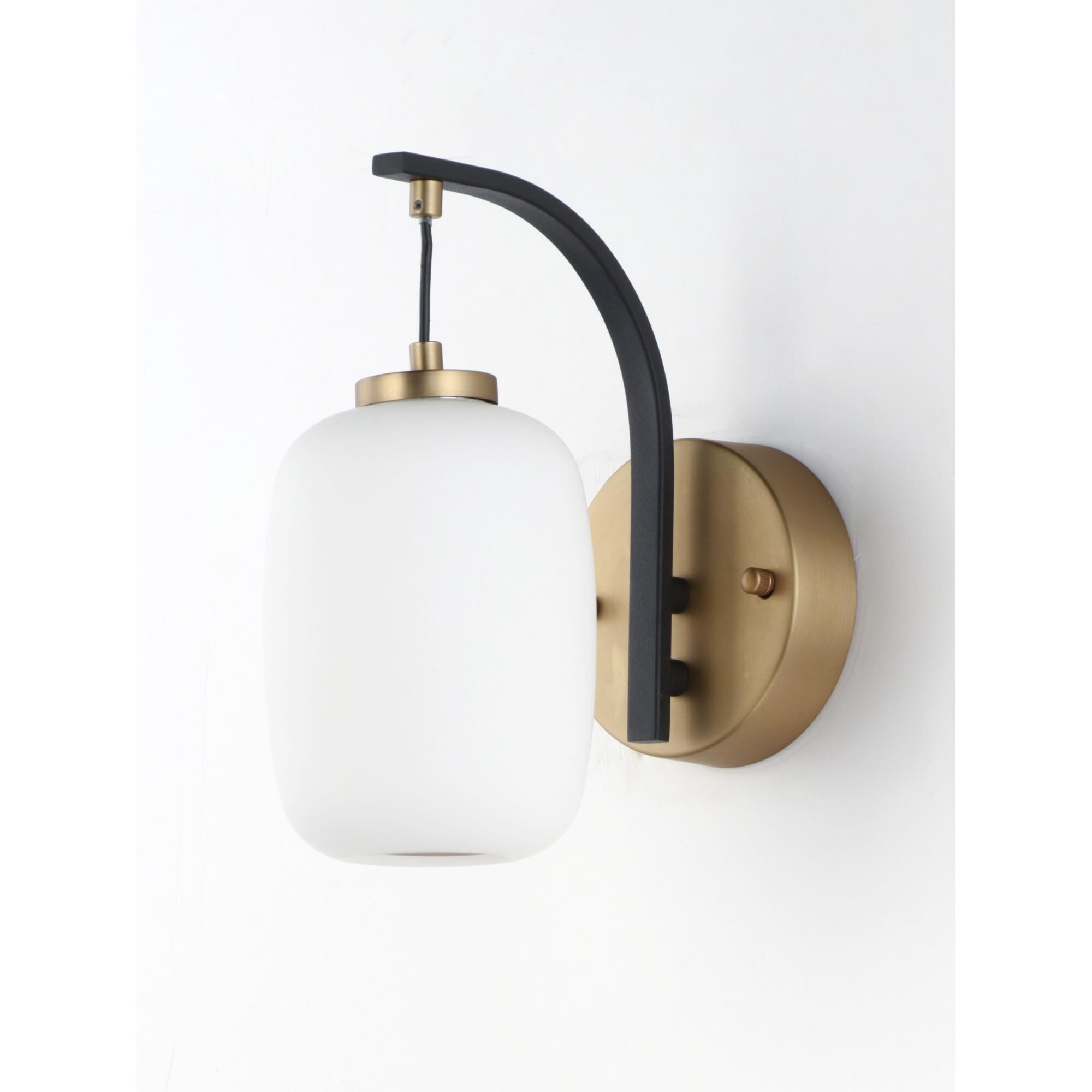 Shown in Black  -  Gold finish and Satin White glass