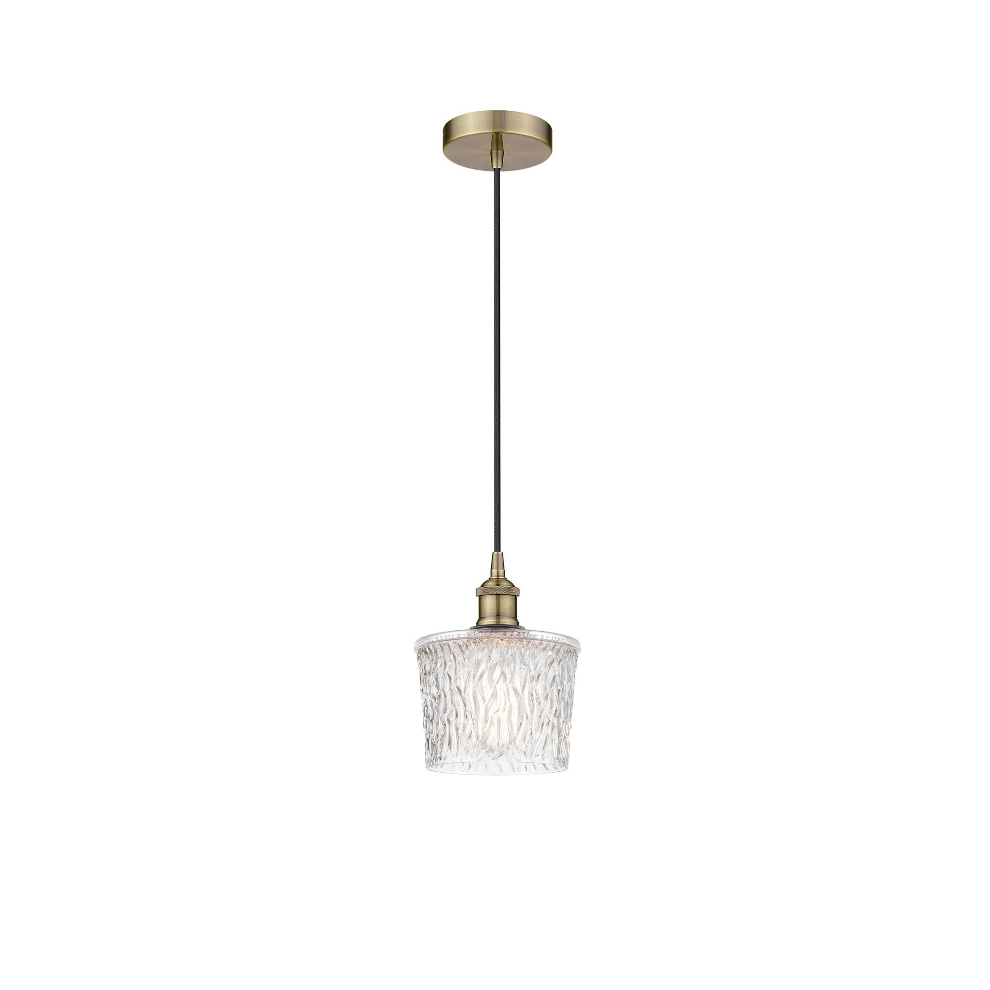 Shown in Antique Brass finish and Clear Niagra glass