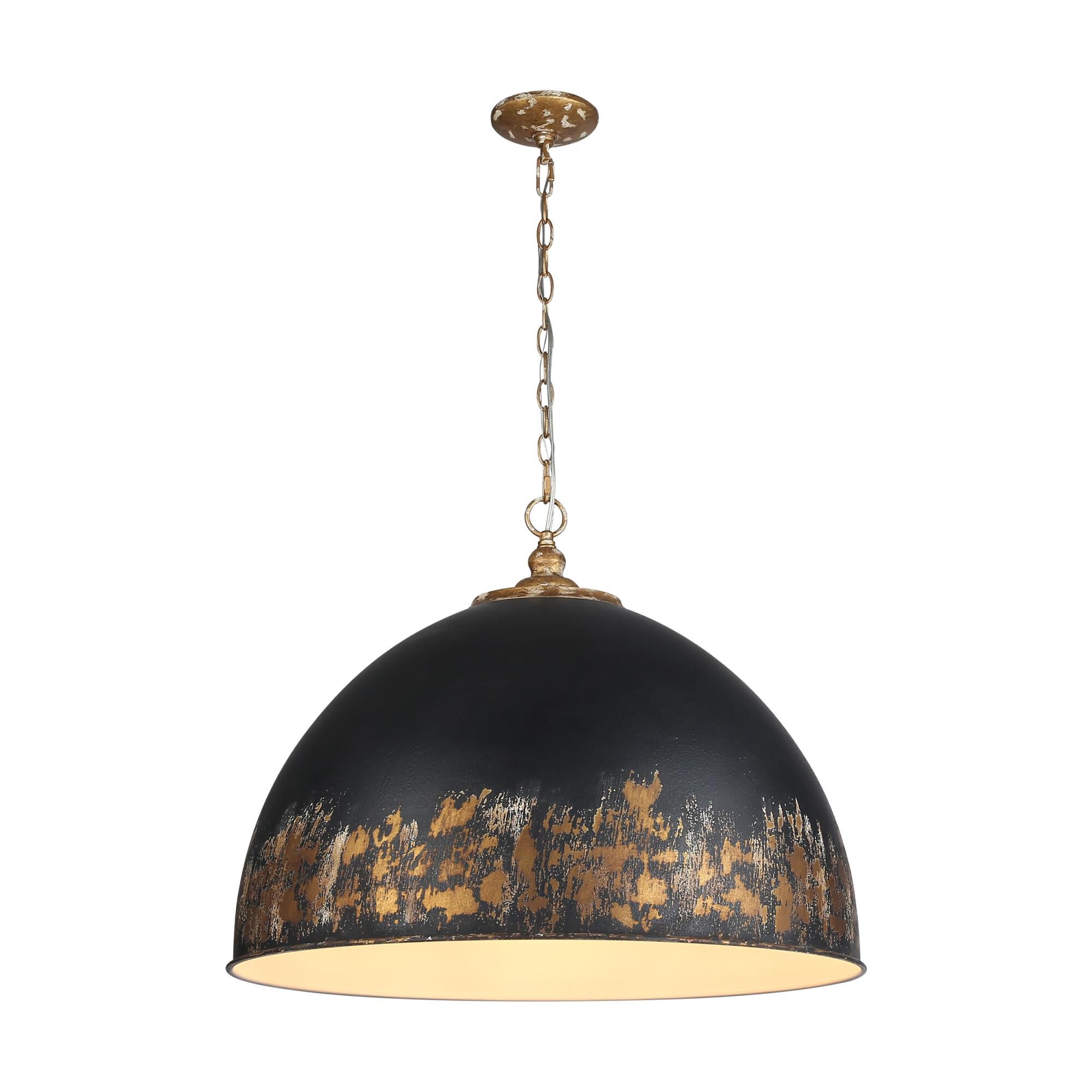 Shown in Vintage Gold finish and Weathered Black Iron shade