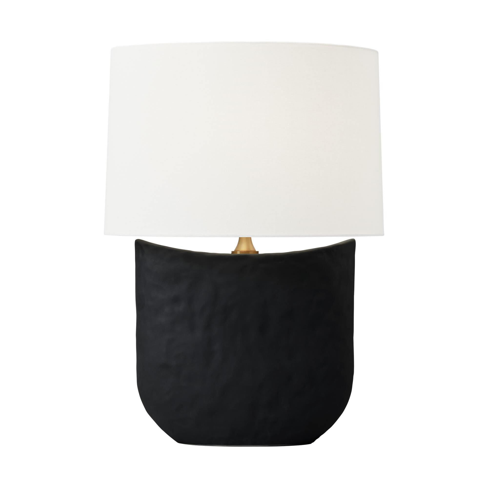 Shown in Rough Black Ceramic finish and White Linen Fabric shade