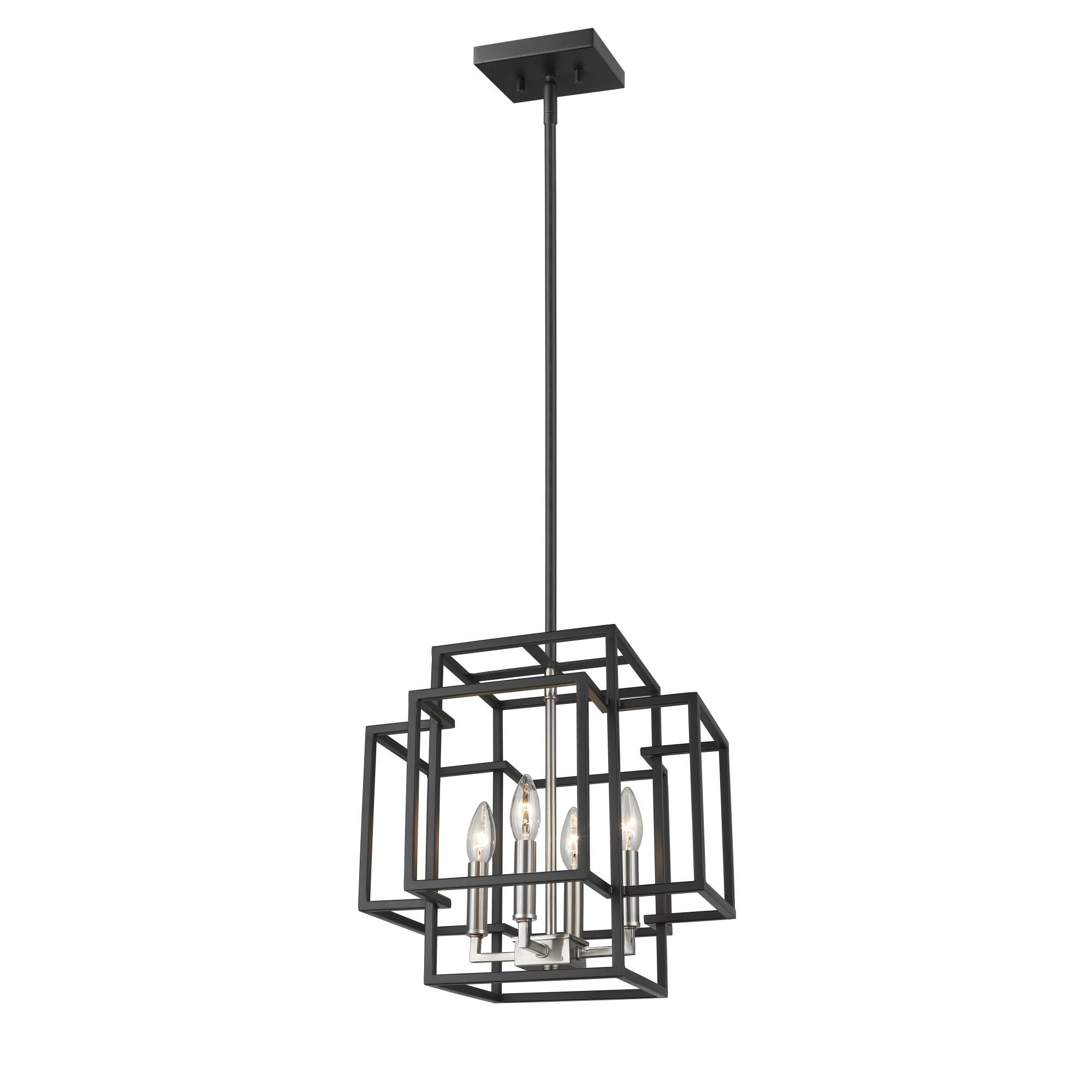 Shown in Black + Brushed Nickel finish and --- glass and --- shade