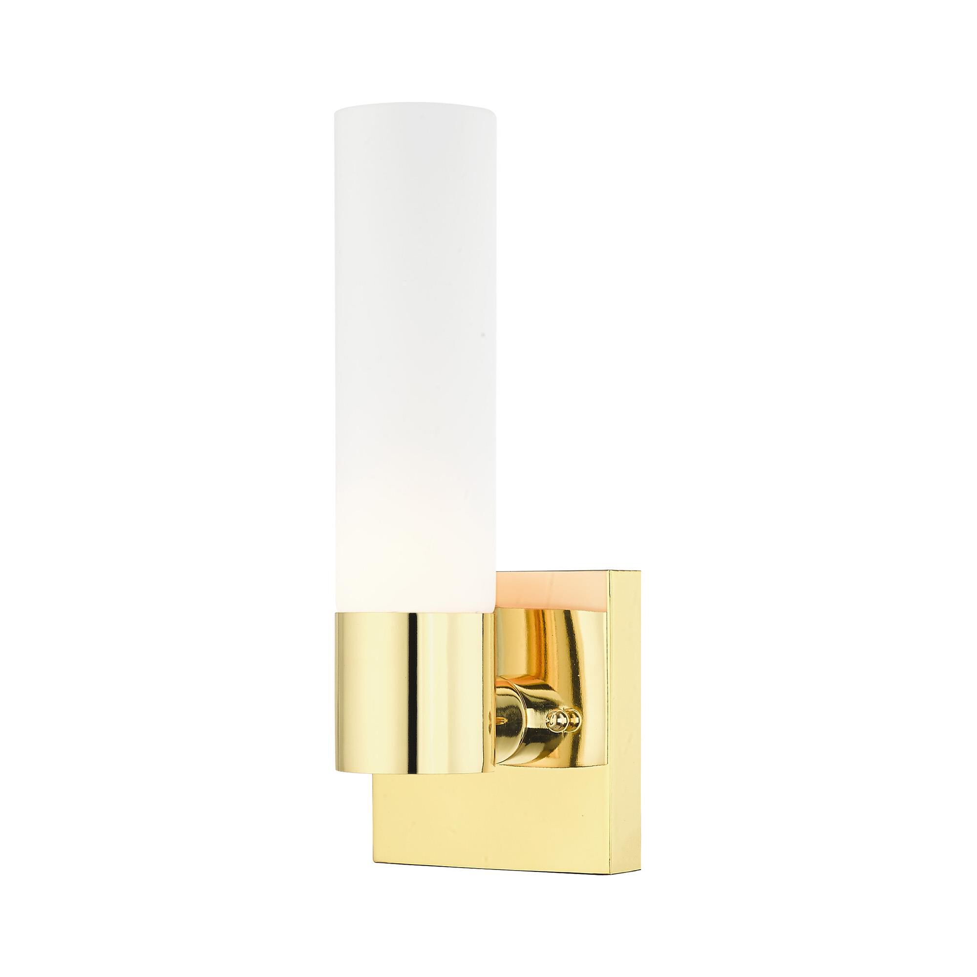 Shown in Polished Brass finish and Hand Blown Satin Opal White Twist Lock glass