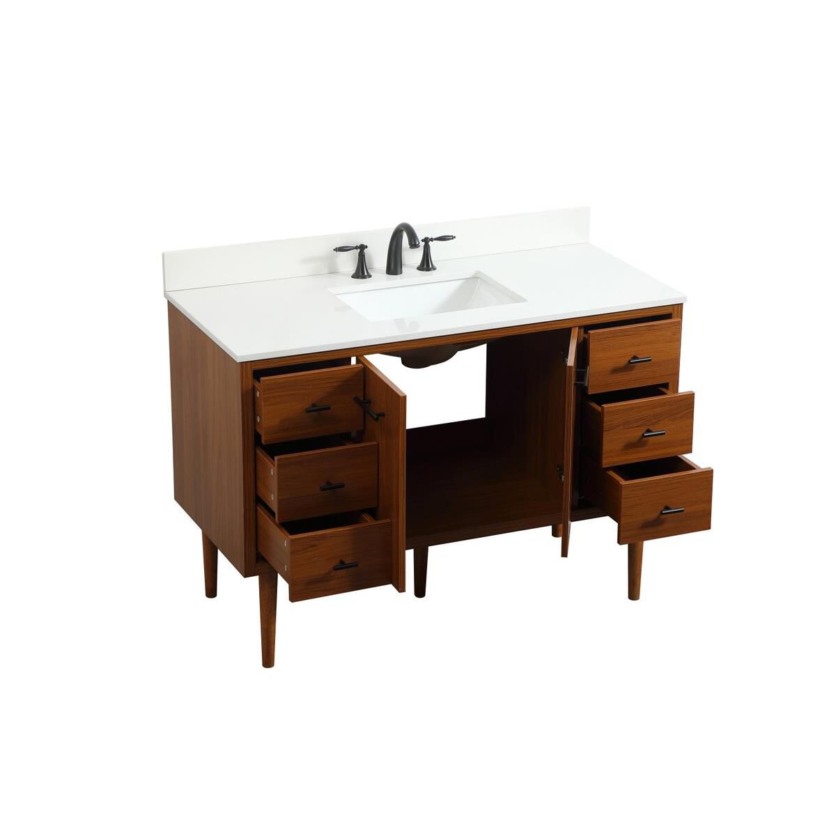 Shown in Teak finish and Backsplash accent