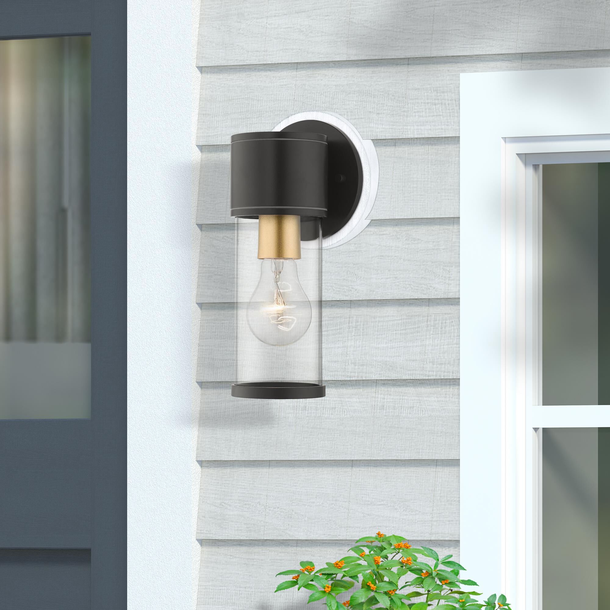 Shown in Bronze With Antique Gold Accents finish and Clear glass