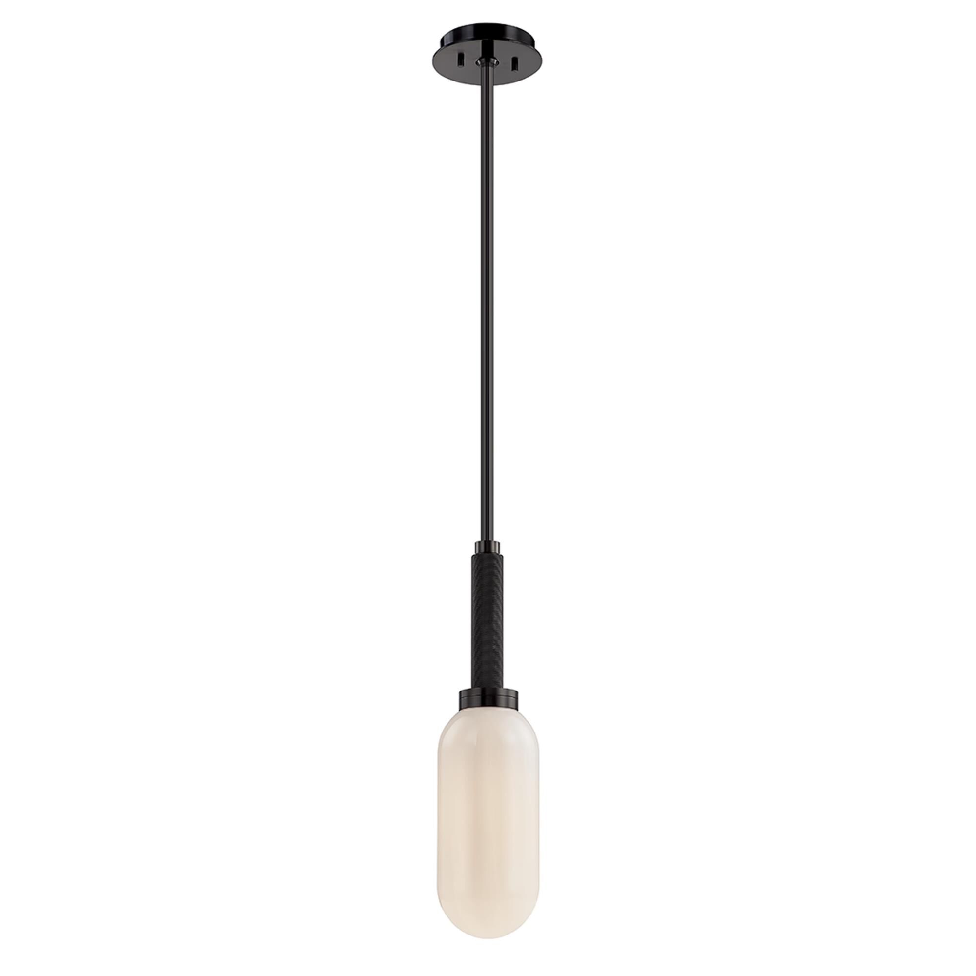 Shown in Anodized Black finish and Opal White glass and Glass shade