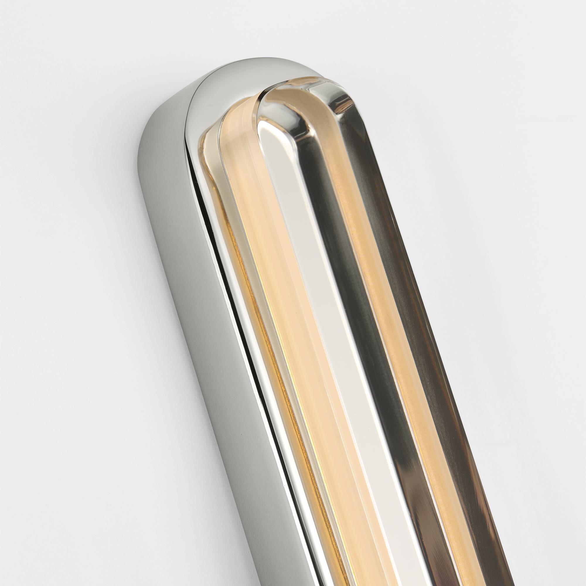 Shown in Polished Nickel finish and Clear Crystal glass