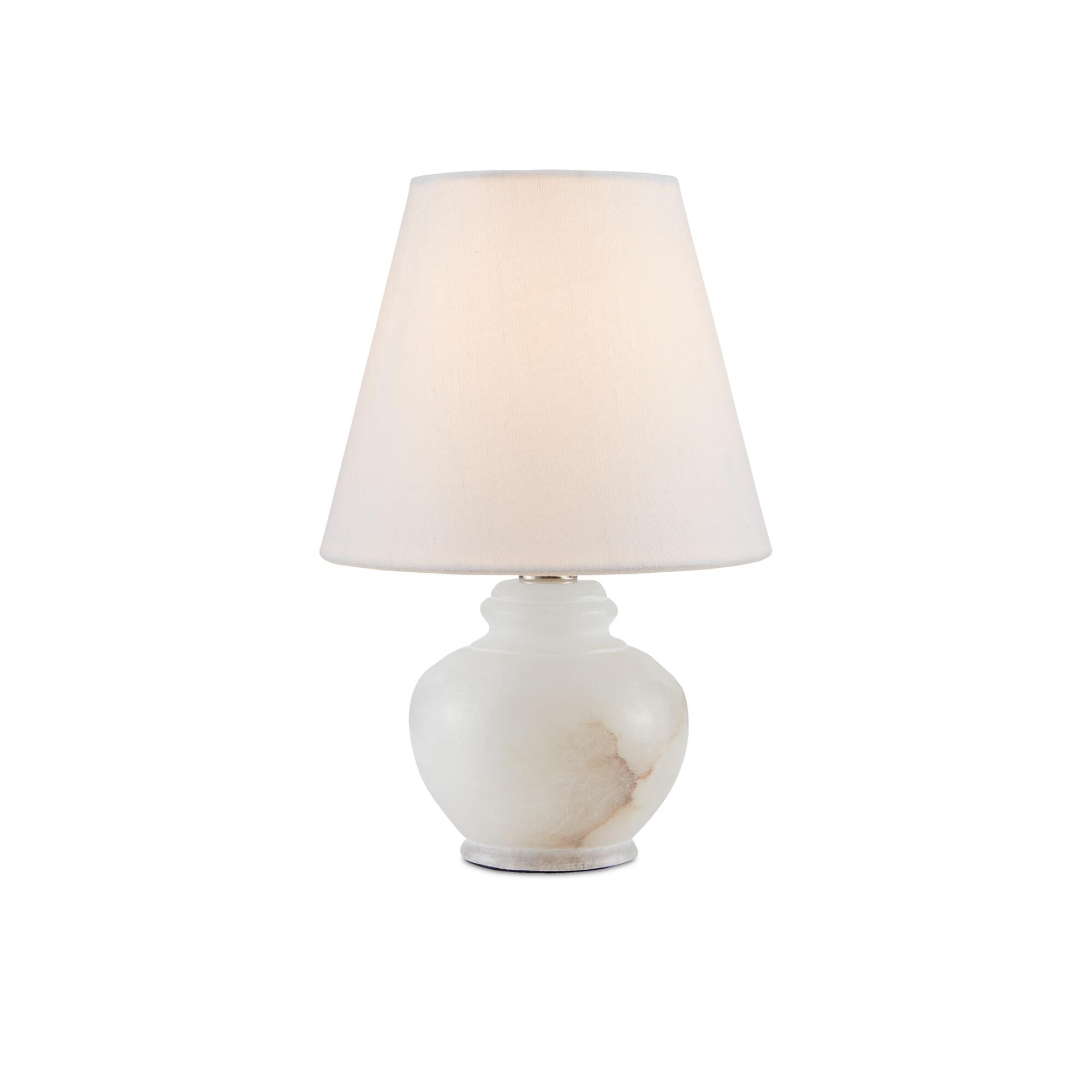 Shown in Natural/Alabaster finish and White Linen shade