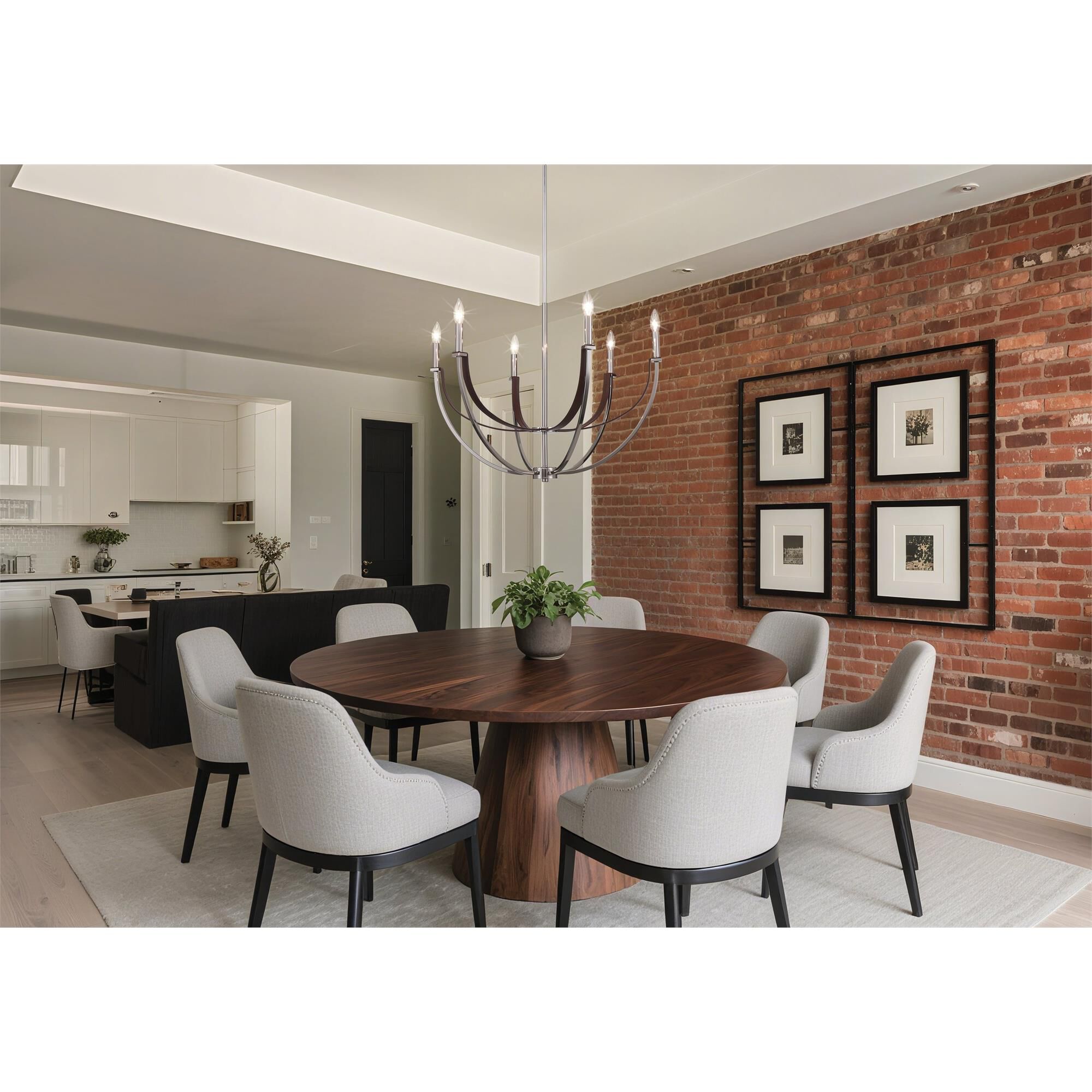 Shown in Polished Nickel and Dark Brown finish