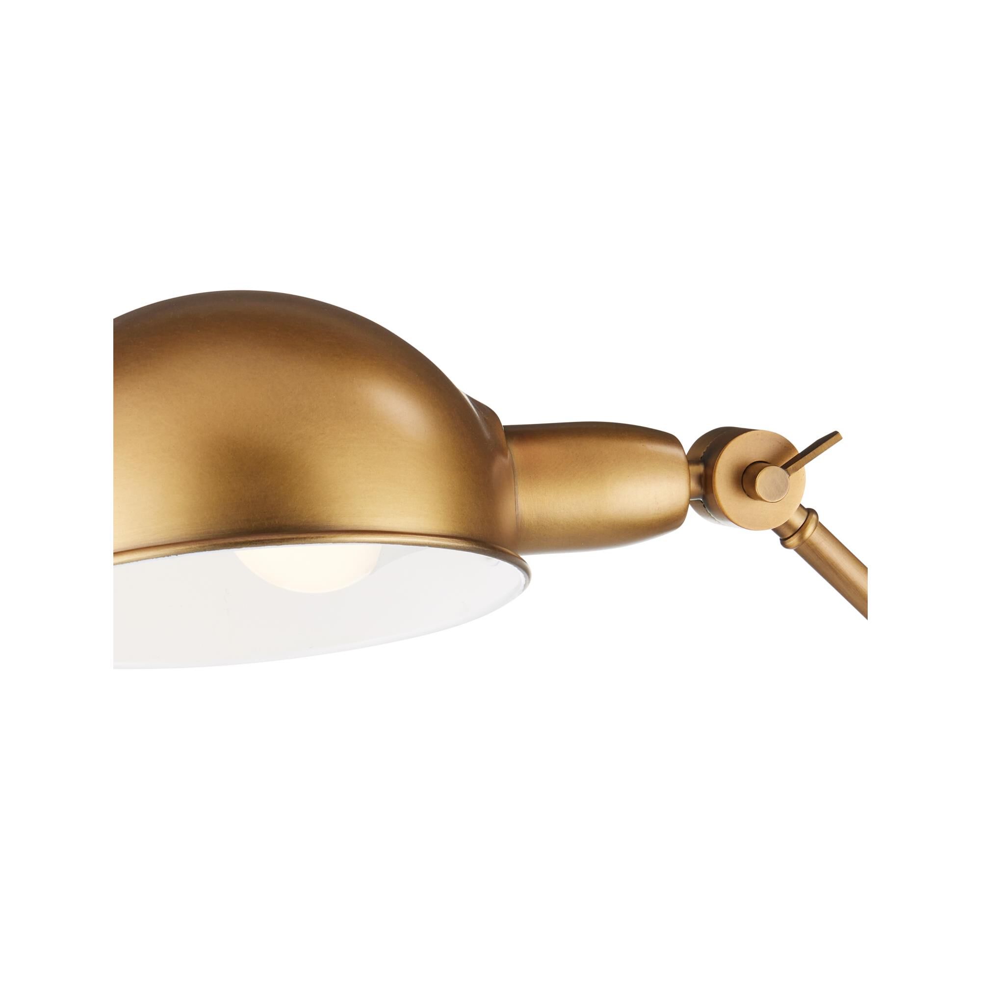 Shown in Antique Brass, Brownish Red finish and Antique Brass and Glossy White Metal shade