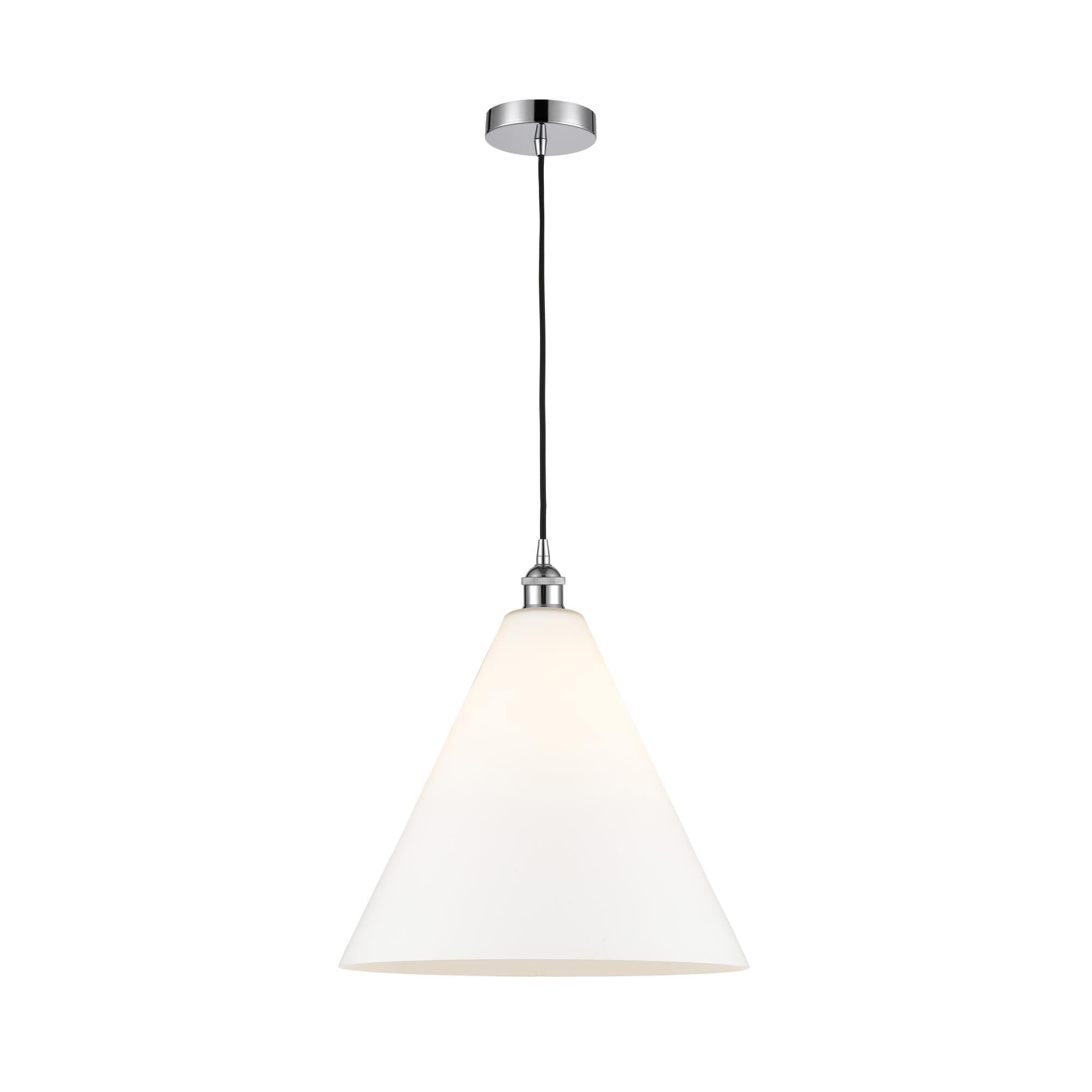 Shown in Polished Chrome finish and Matte White glass