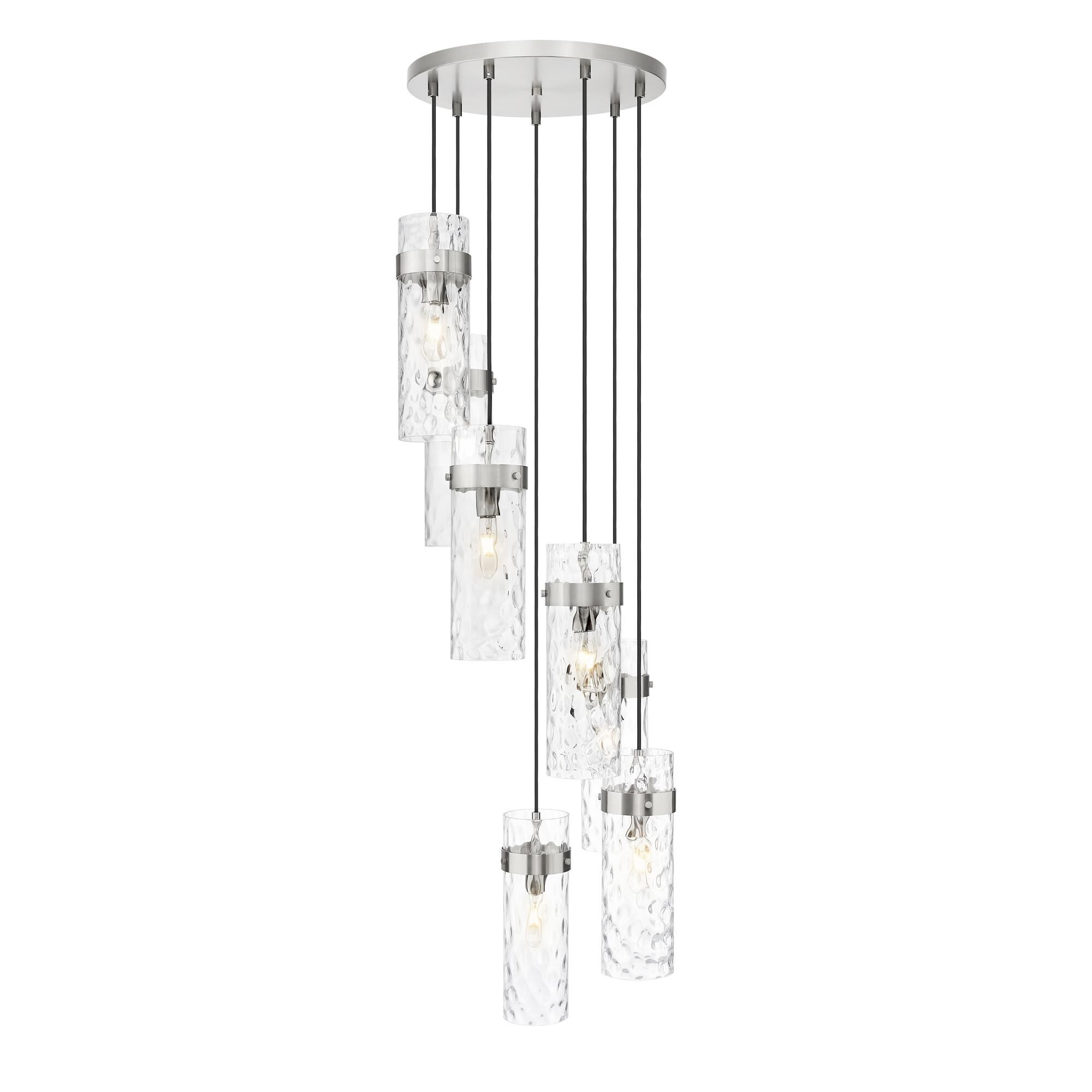 Shown in Brushed Nickel finish and Clear Water glass and Clear Water shade