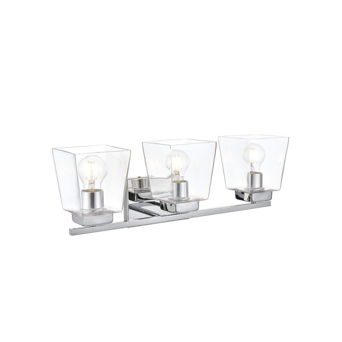 Shown in Chrome  finish and Clear glass