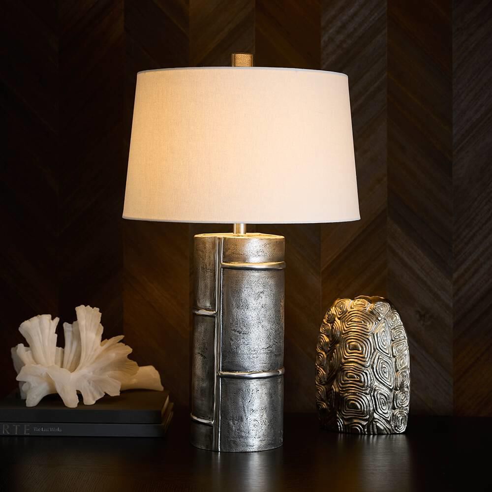 Shown in Antiqued Aluminum finish and White shade