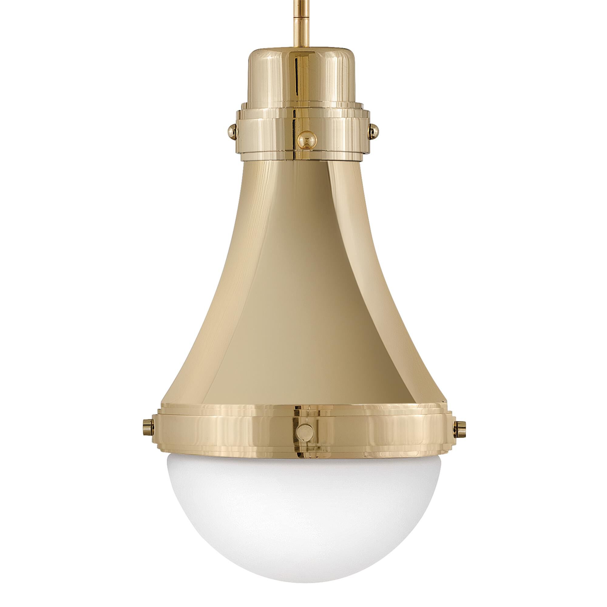 Shown in Bright Brass finish and Etched Opal glass and Bright Brass accent