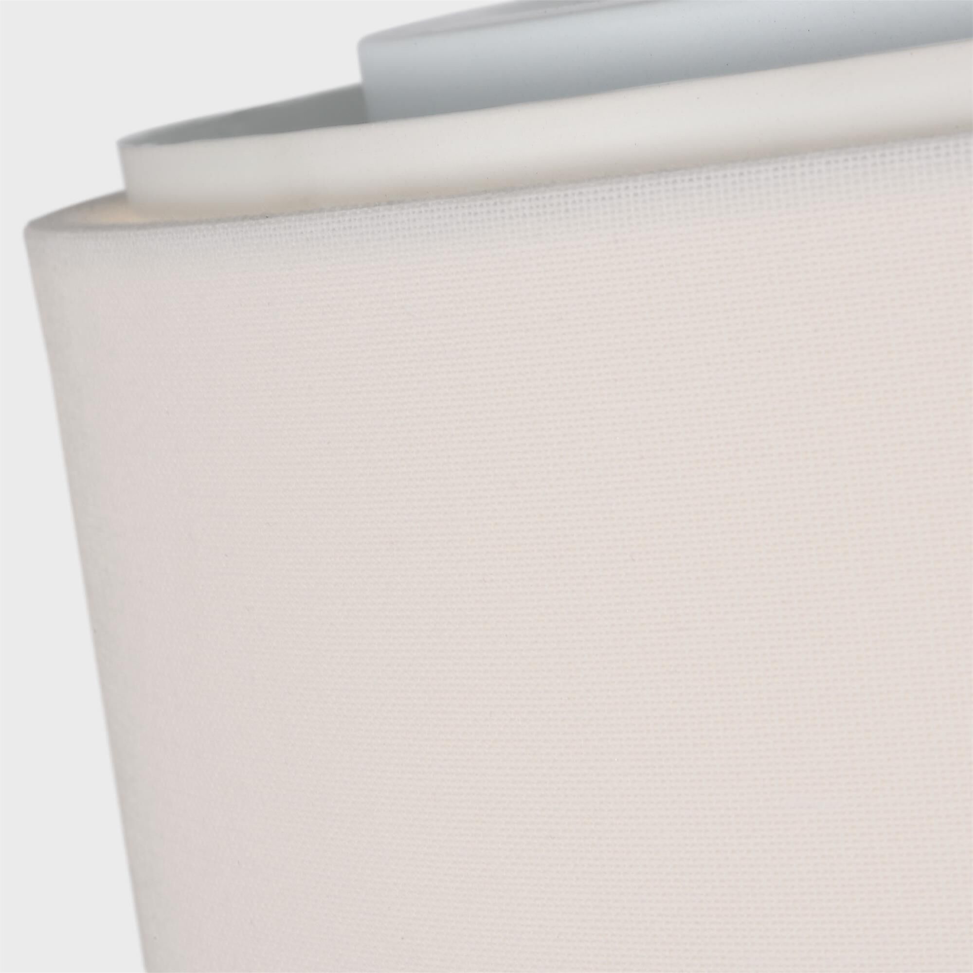 Shown in Matte White finish and White Linen Fabric shade