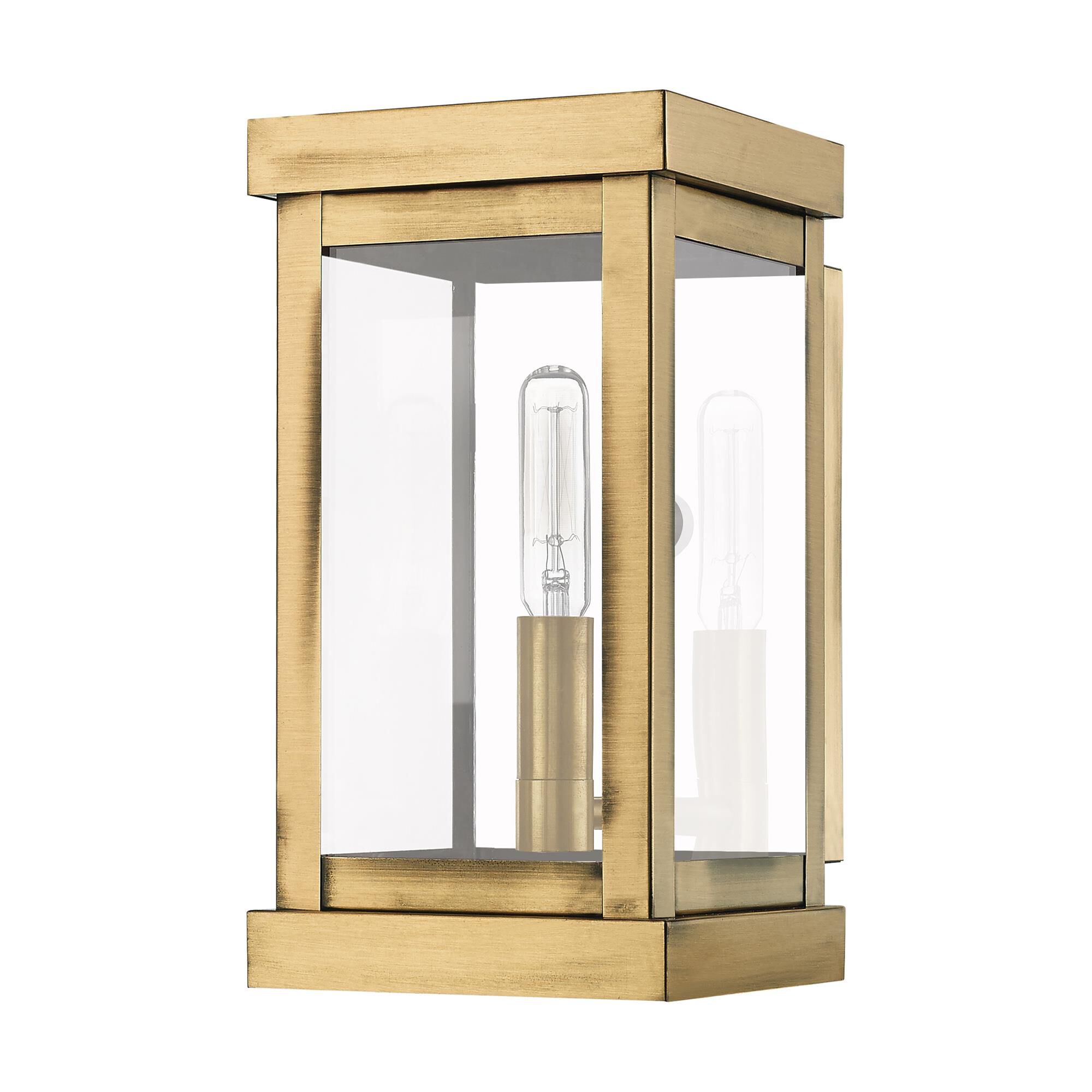 Shown in Antique Brass finish and Clear glass