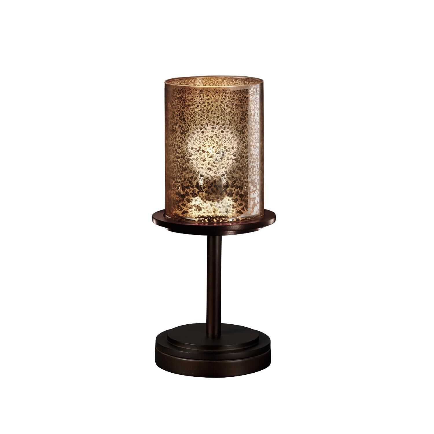 Shown in Dark Bronze finish and Artisan glass and Mercury shade and Cylinder with Flat Rim (FSN) accent