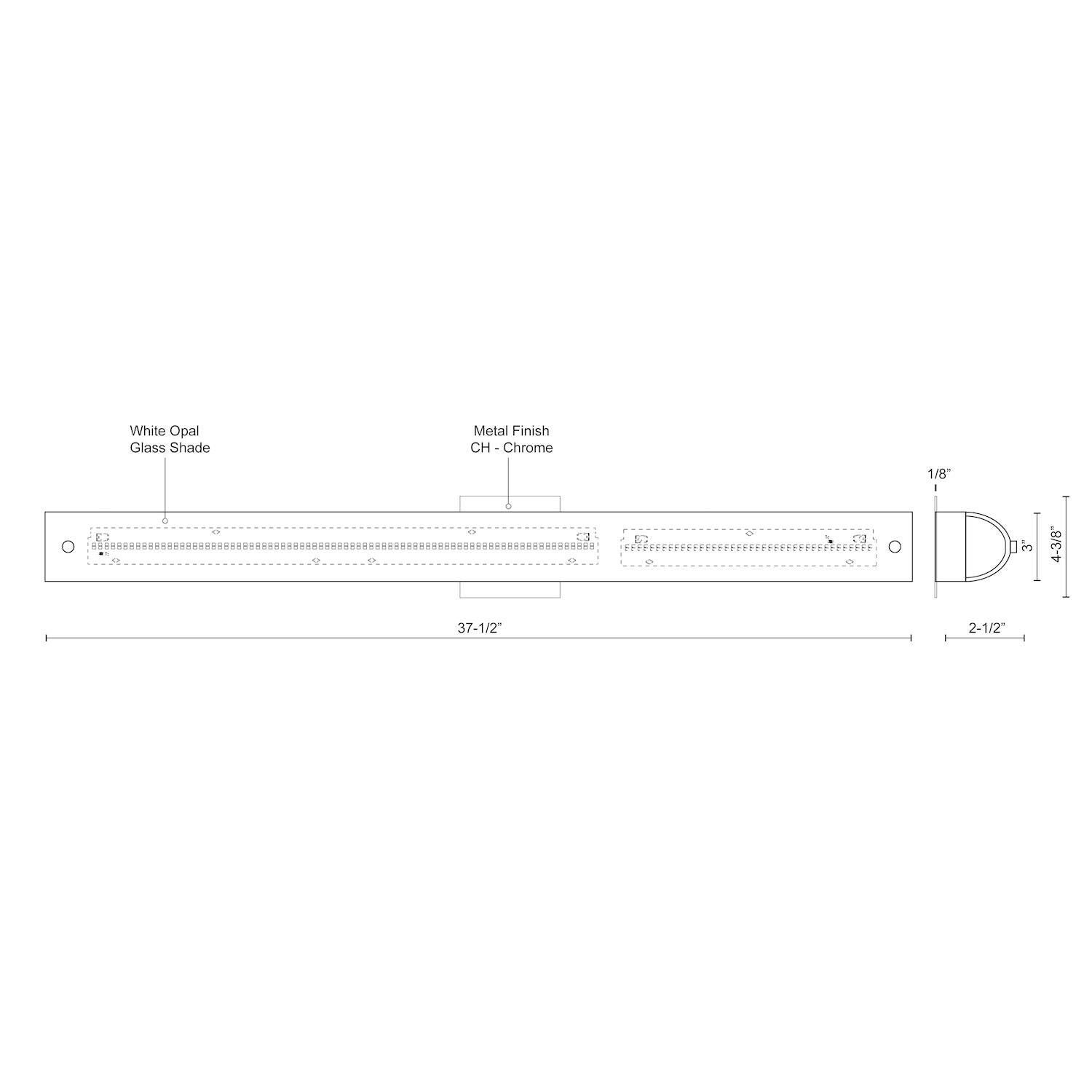 Shown in Chrome finish and White Opal glass