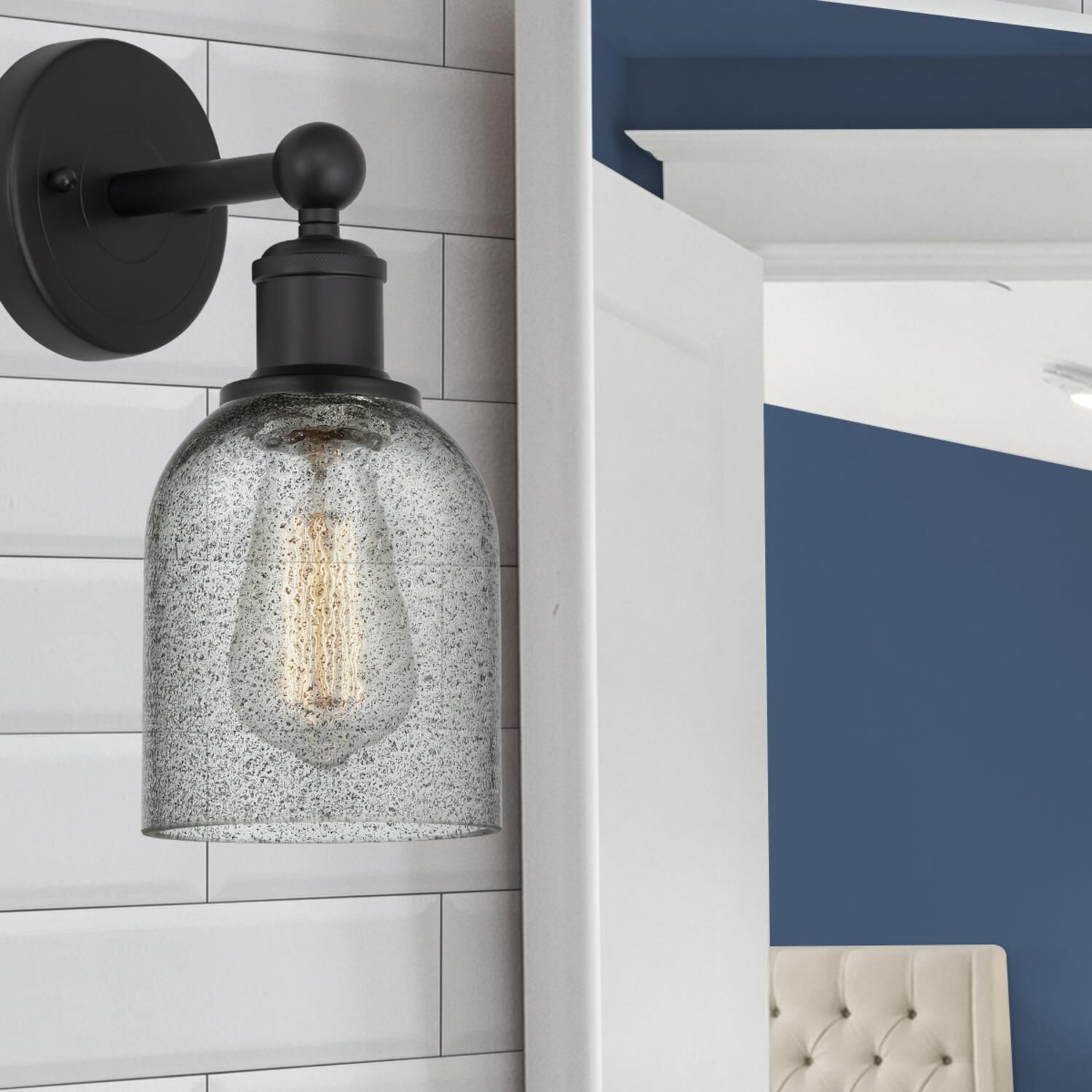 Shown in Matte Black  finish and Charcoal glass