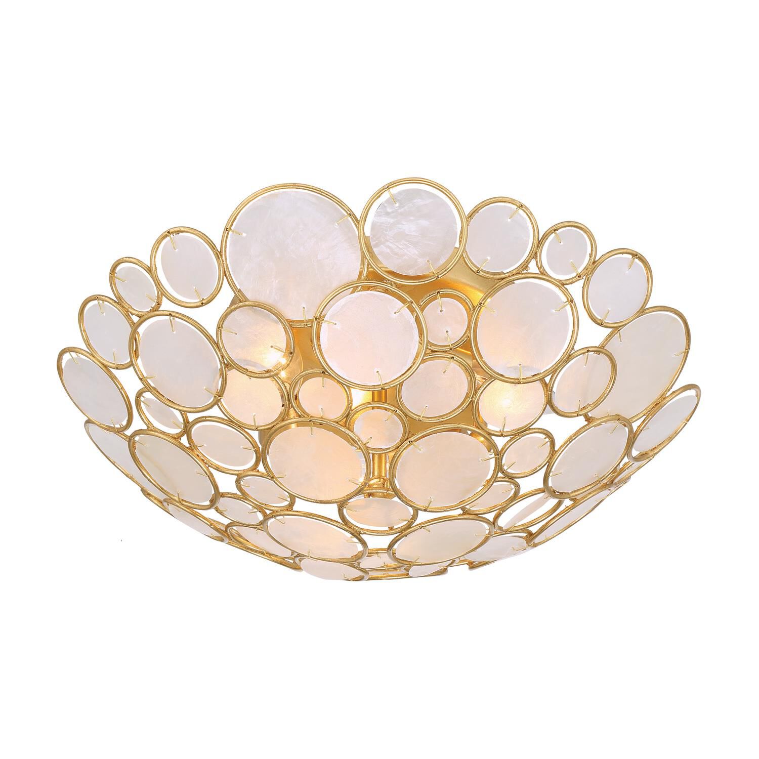 Shown in Antique Gold finish and Capiz Shell crystal