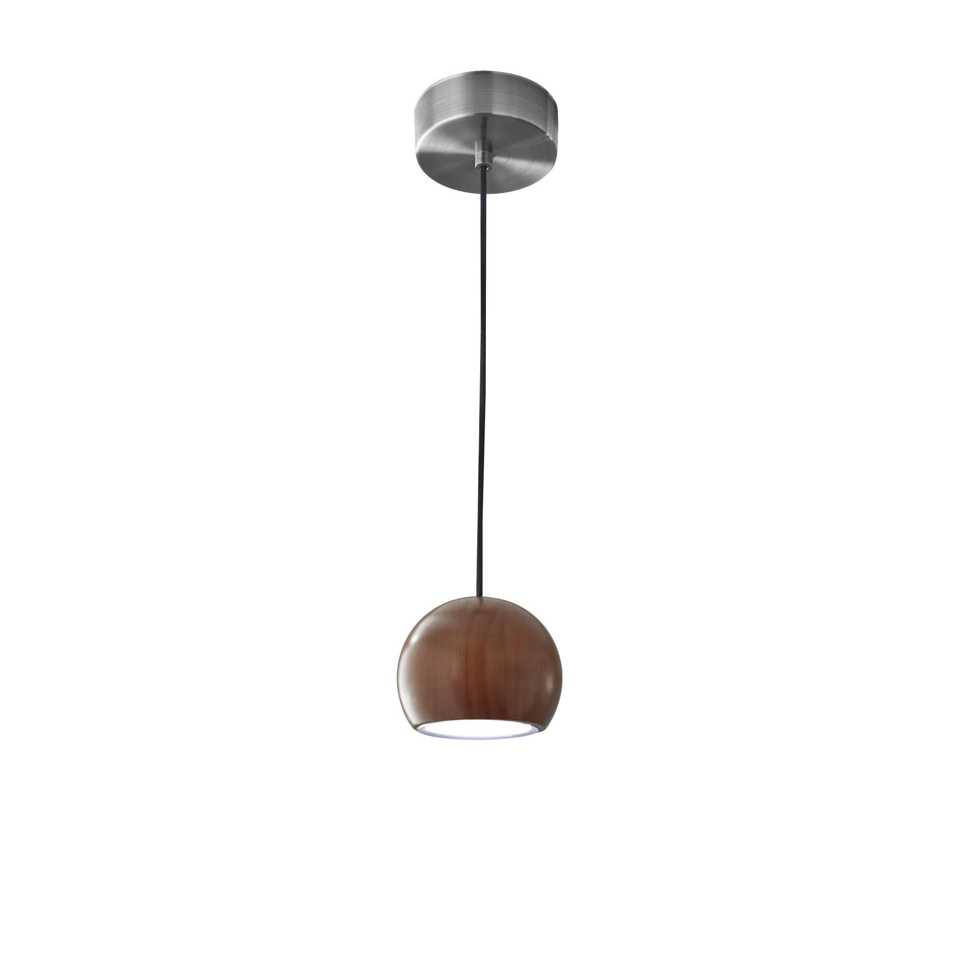 Shown in Walnut Wood With Brushed Steel finish and Walnut Wood shade 
