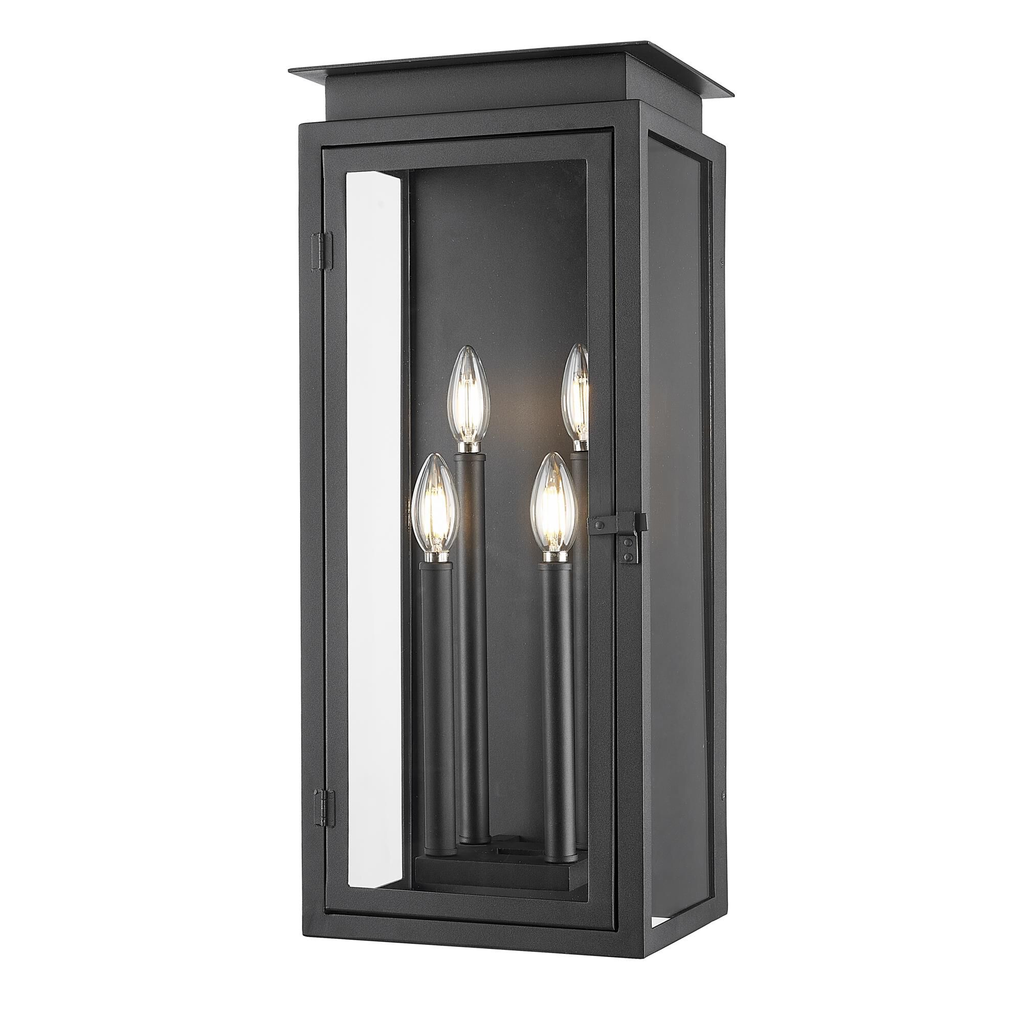 Shown in Black finish and Clear glass and Clear shade