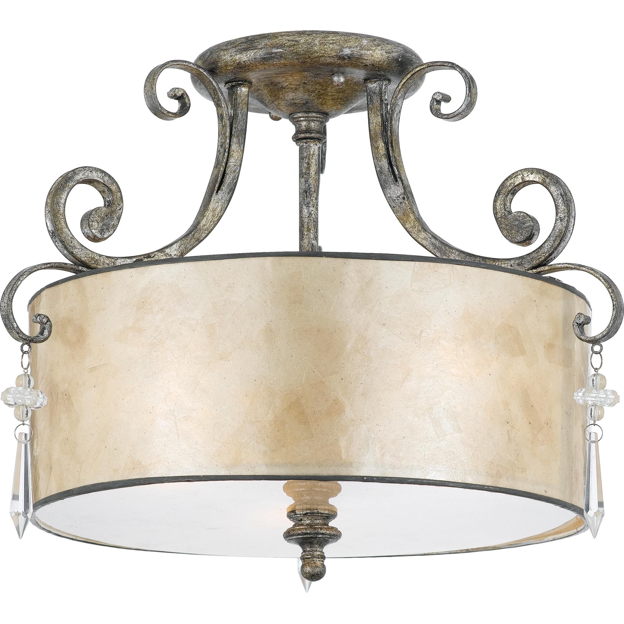 Kendra 16 Inch 3 Light Semi Flush Mount by Quoizel