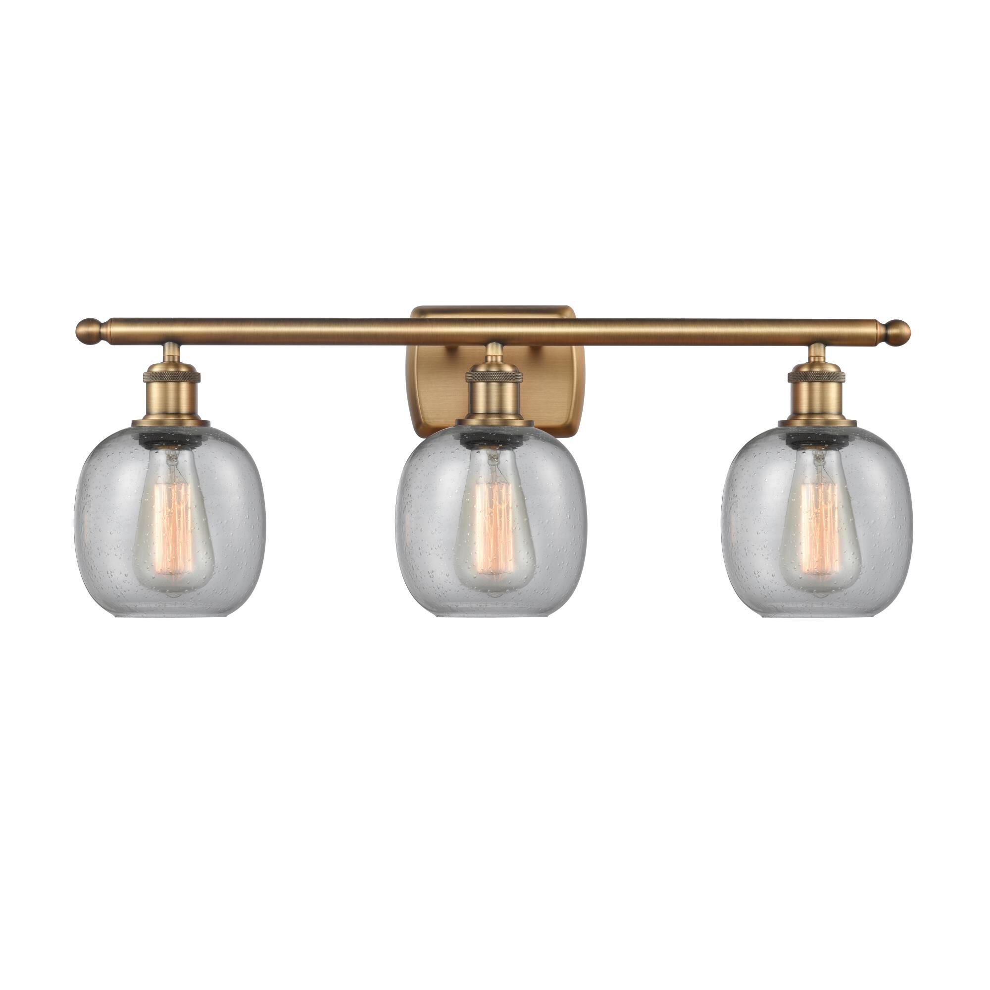 Shown in Brushed Brass finish and Sphere glass and Glass shade and Polished Chrome accent