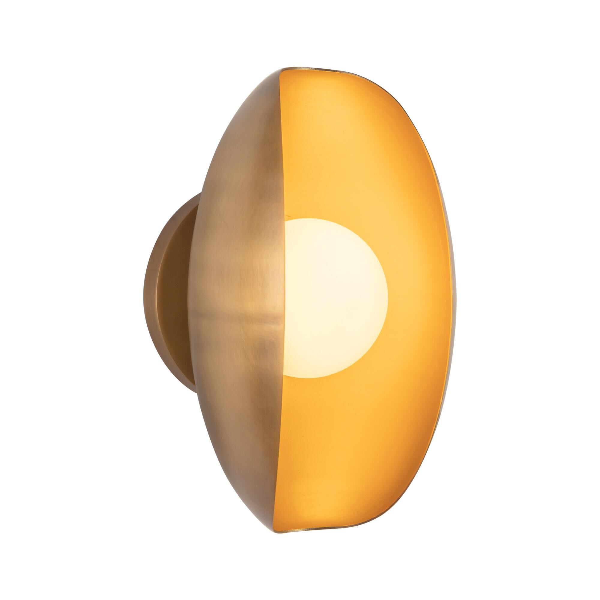 Shown in Vintage Brass finish and Matte Opal glass