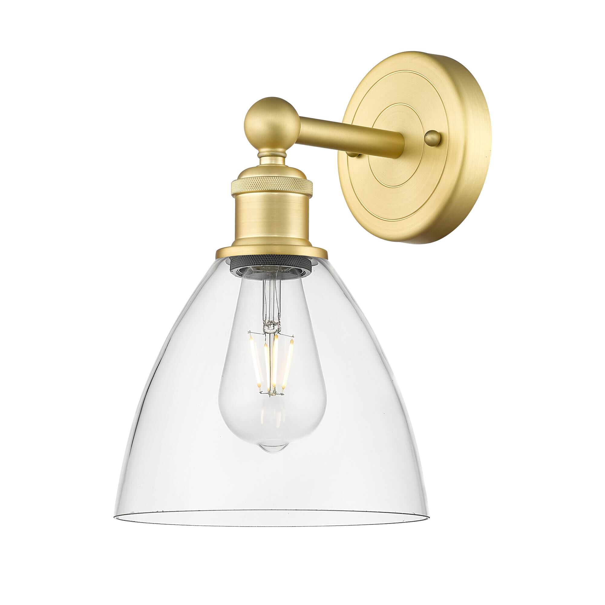 Shown in Satin Gold finish and Clear glass