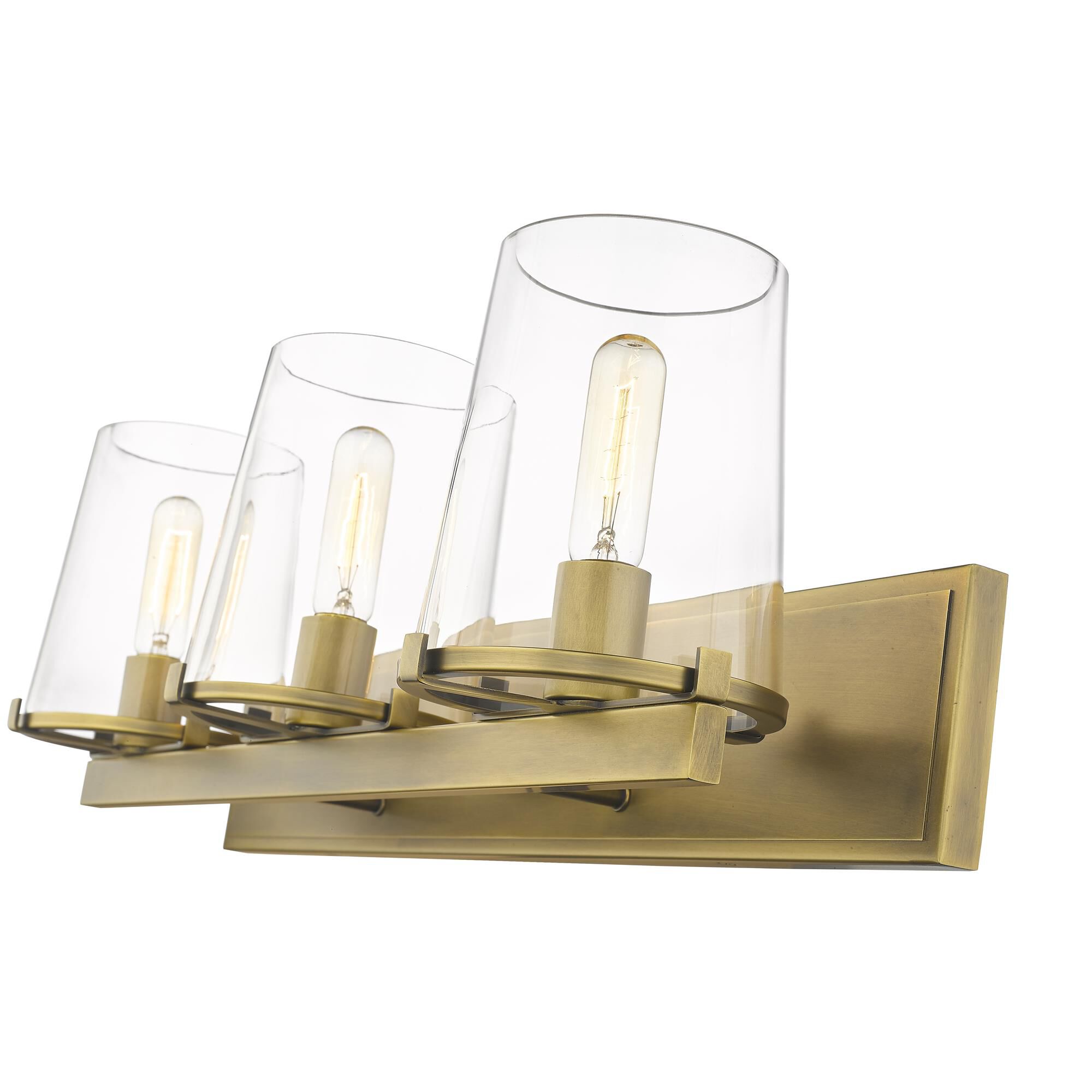 Shown in Rubbed Brass finish and Glass shade