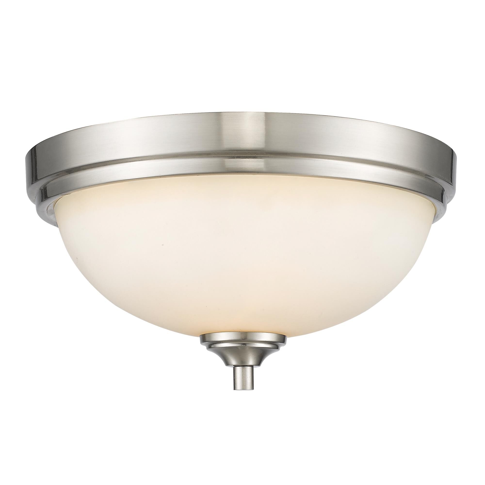 Shown in Brushed Nickel finish and Glass shade