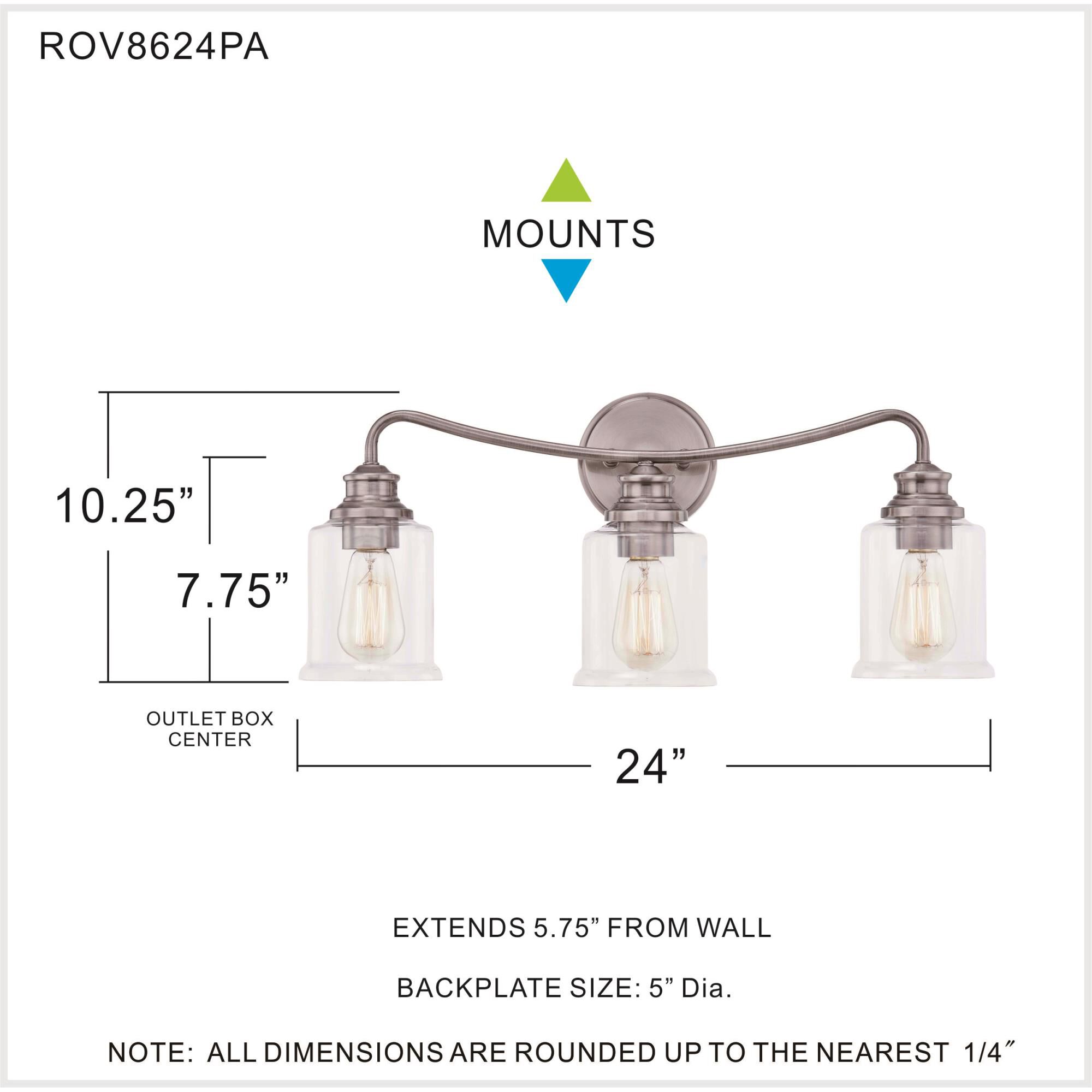 Rover 24 Inch 3 Light Bath Vanity Light by Quoizel