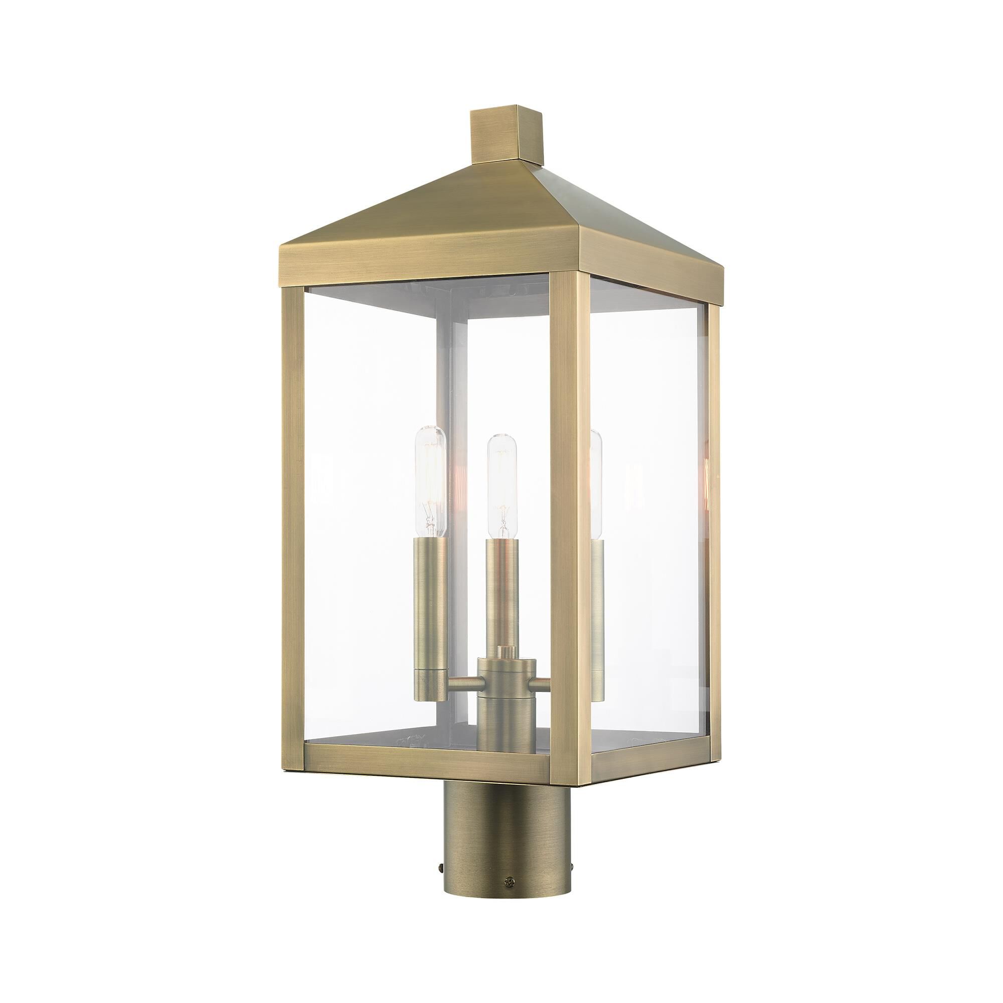 Shown in Antique Brass finish and Clear glass and Clear Glass shade