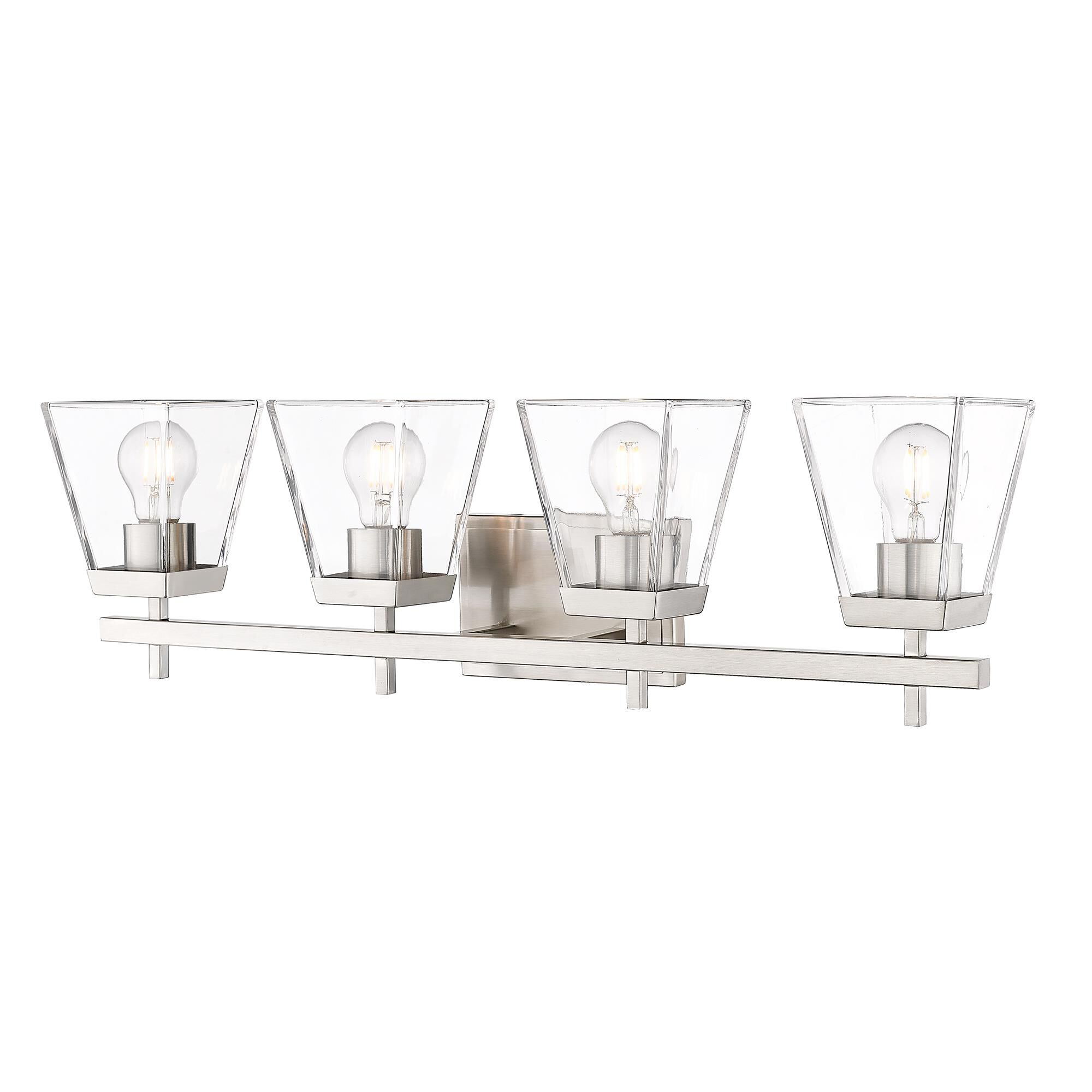 Shown in Brushed Nickel finish and Clear glass