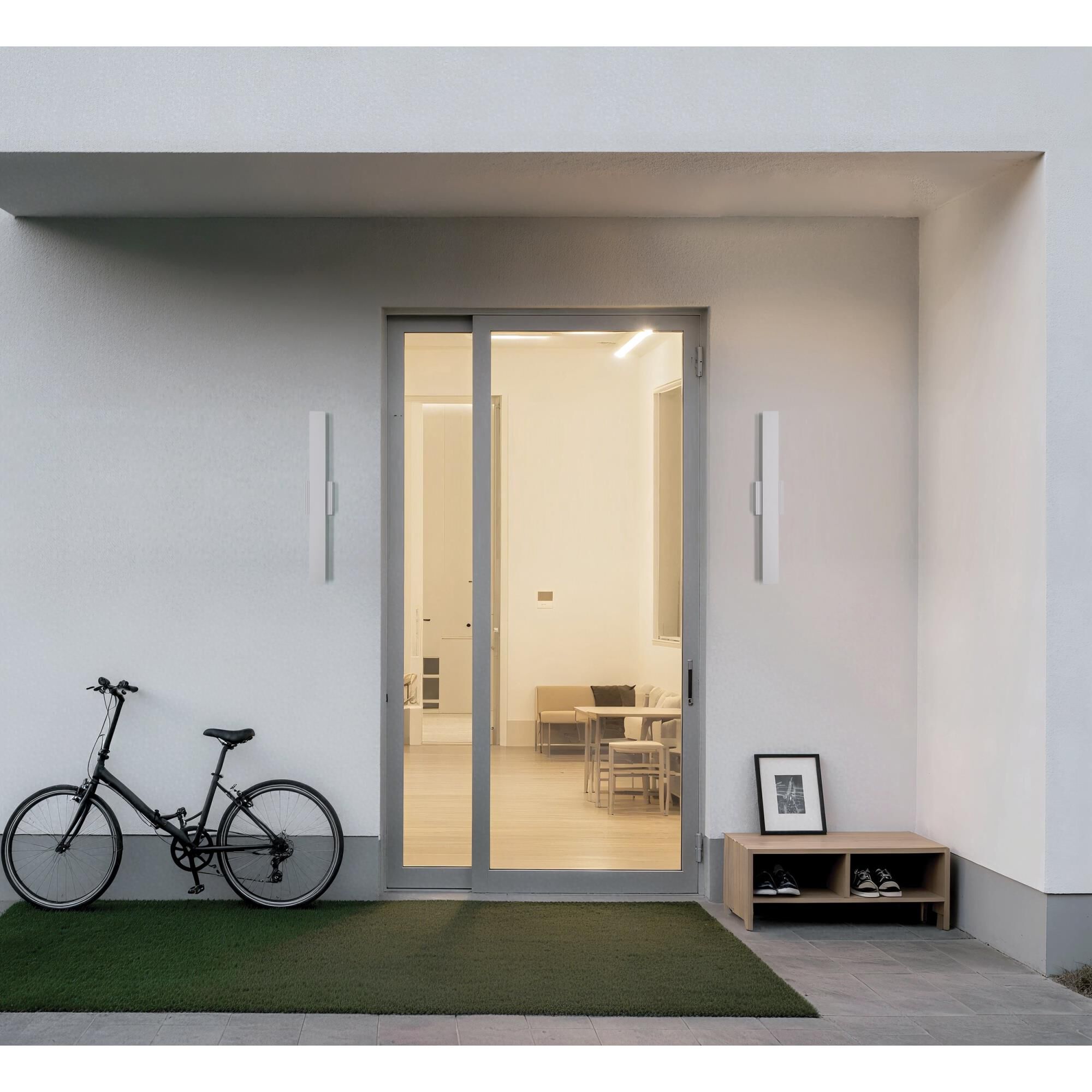 Shown in Textured White finish and Frosted Acrylic glass