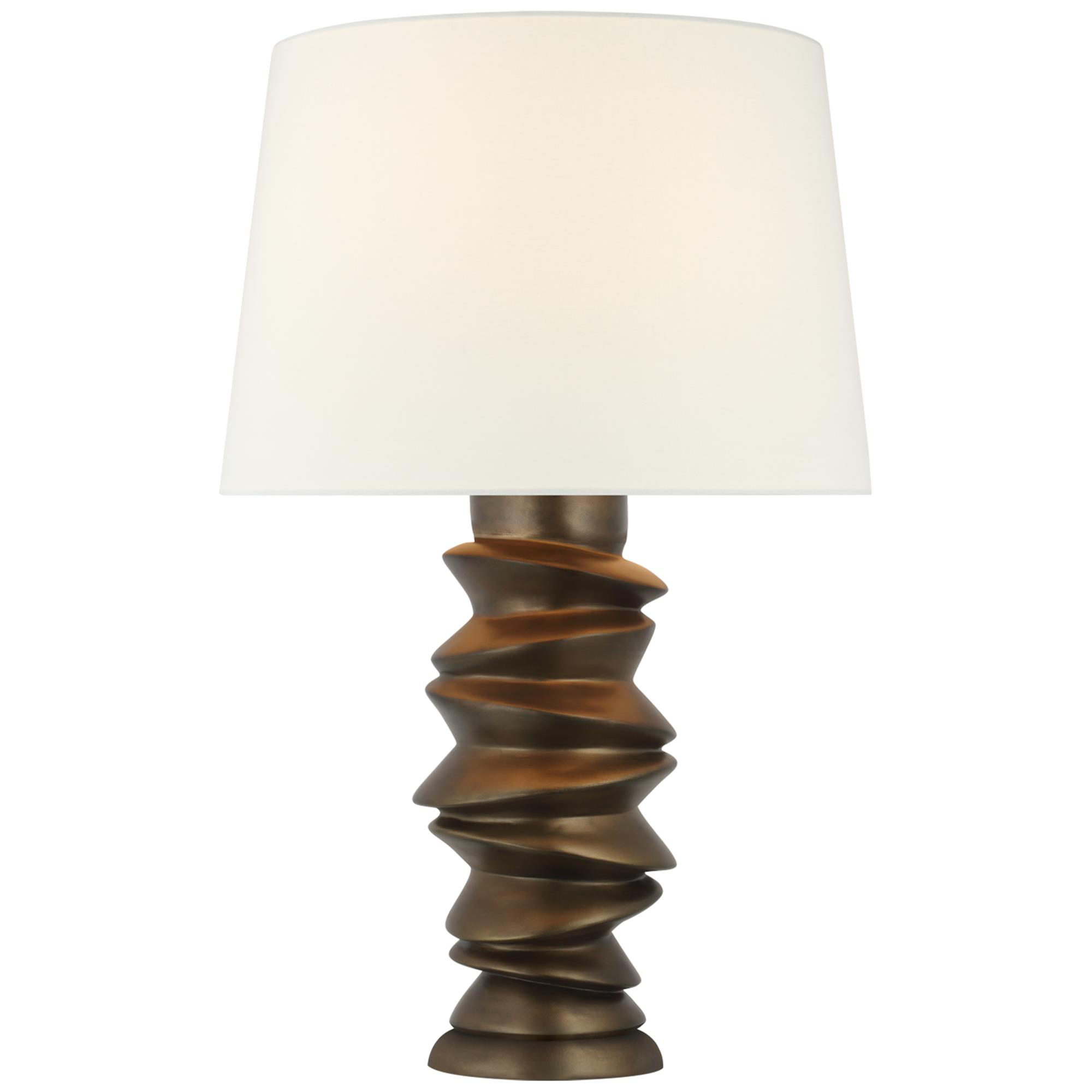 Shown in Antique Bronze Leaf finish and Linen shade