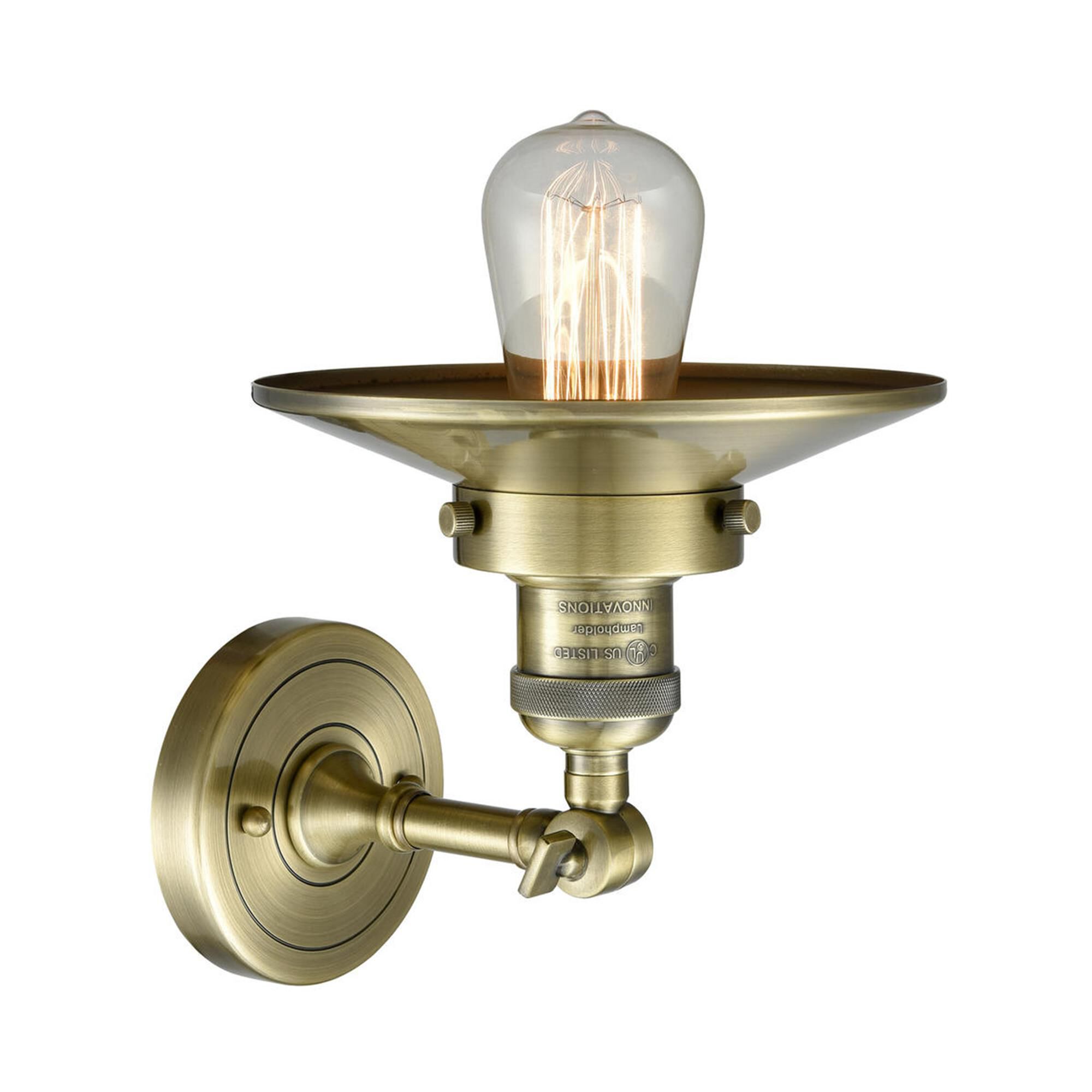 Shown in Antique Brass finish and Metal - Antique Brass - Cone shade