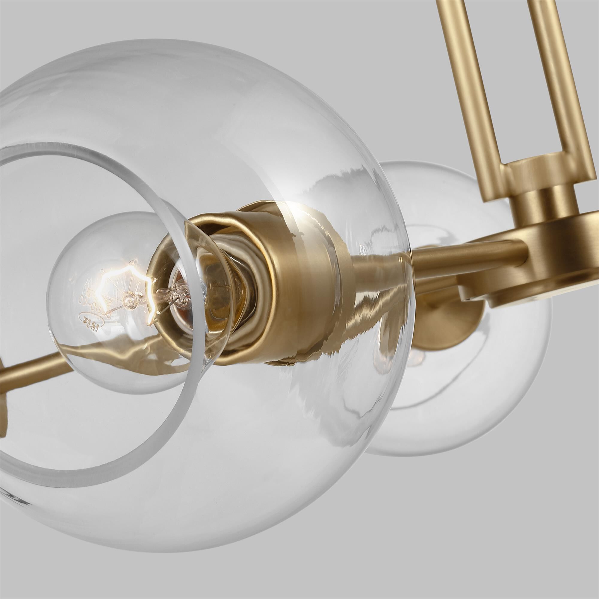 Shown in Satin Brass finish and Clear glass and Clear Glass s shade
