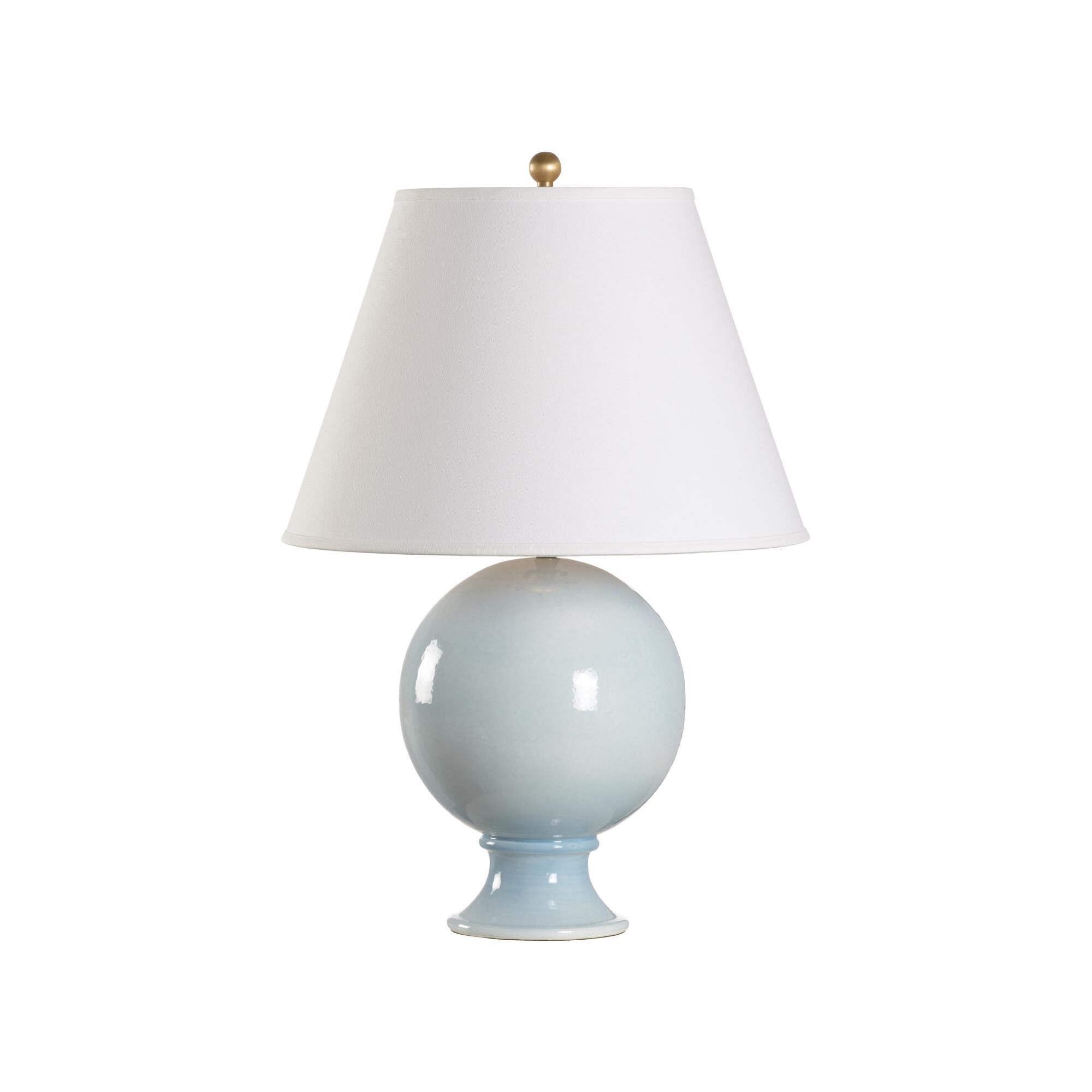 Shown in Blue finish and Linen shade