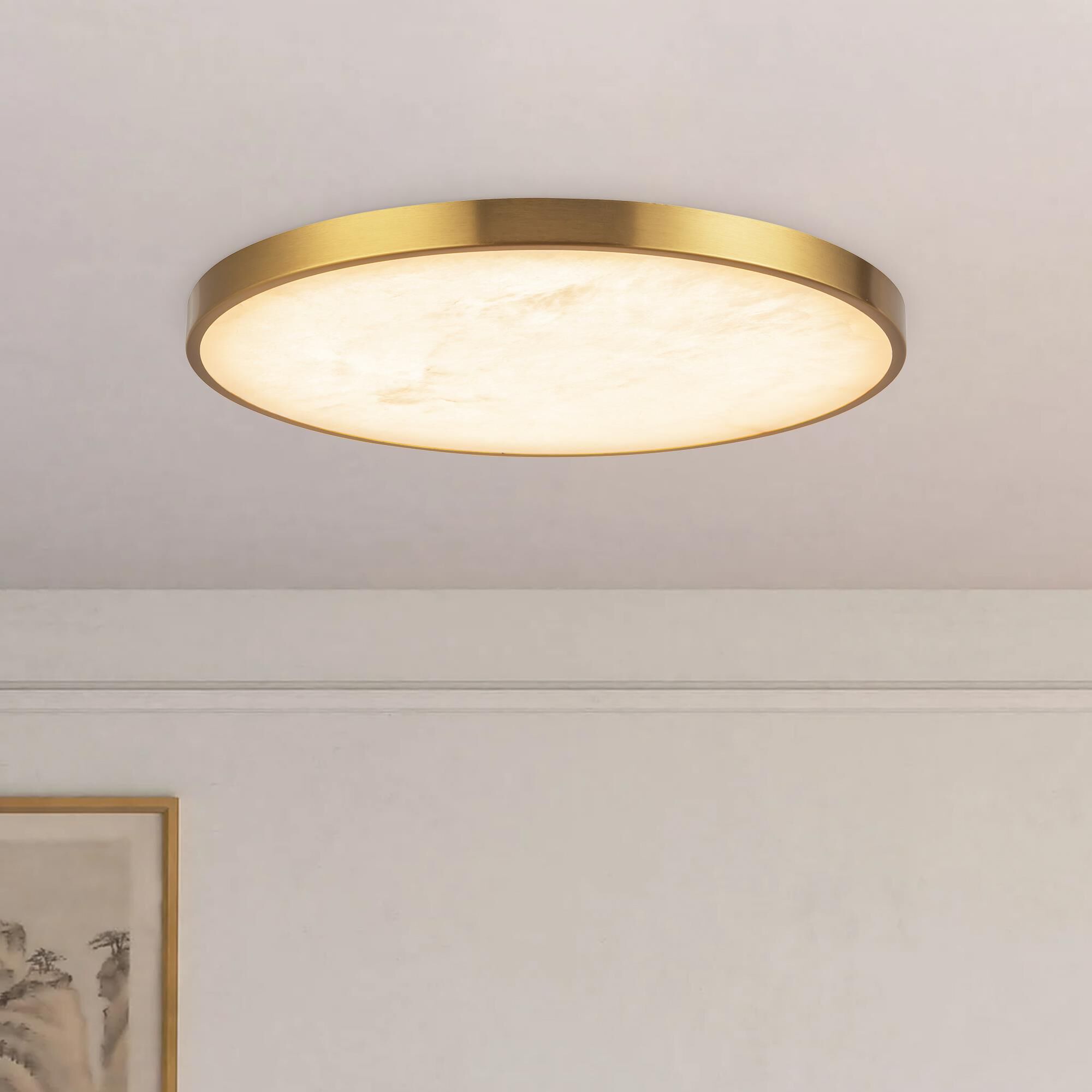 Shown in Brushed Gold finish and Alabaster glass