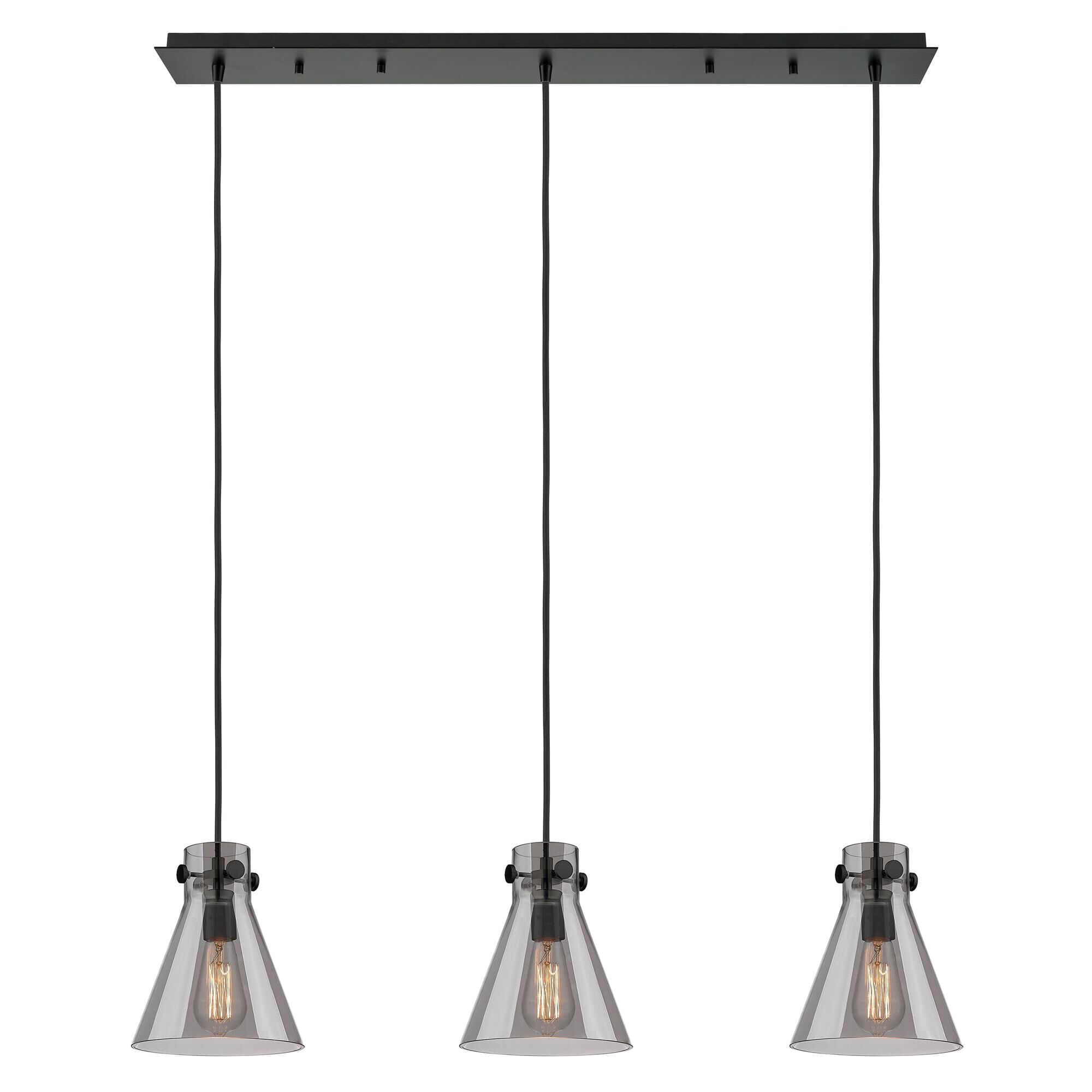 Shown in Matte Black finish and Light Smoke glass and Light Smoke Glass shade
